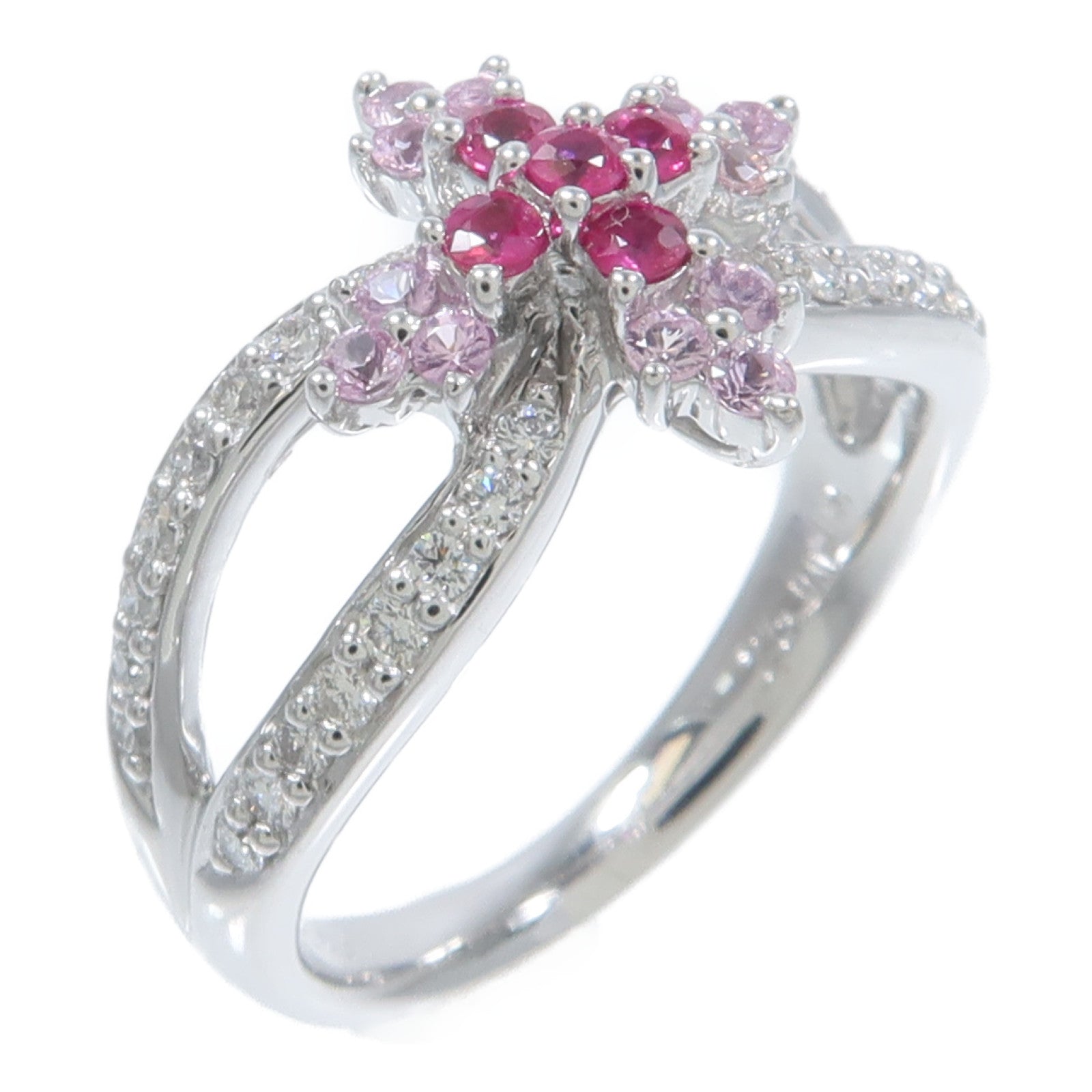 JEWELRY 18K白金Sapphire Ruby Diamond Ring粉紅藍寶石/紅寶石/鑽石戒指