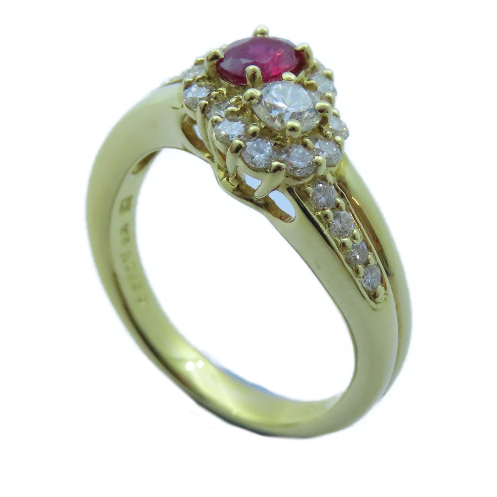 JEWELRY 【激減優惠】18K黃金Ruby Ring 0.36ct紅寶石/0.70ct鑽石戒指US#6