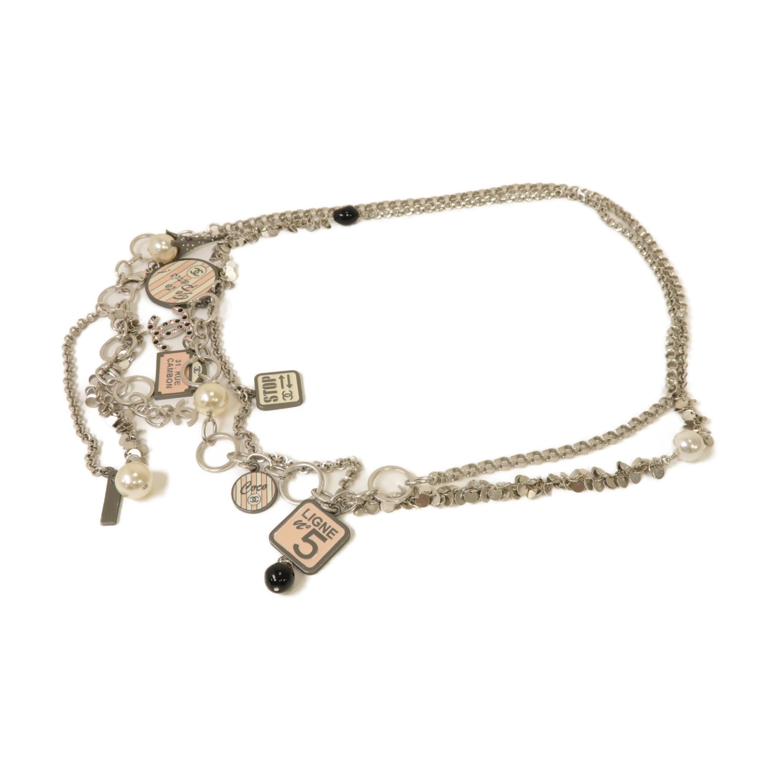 CHANEL 金屬/PVC Chain Belt腰帶粉紅色/銀色