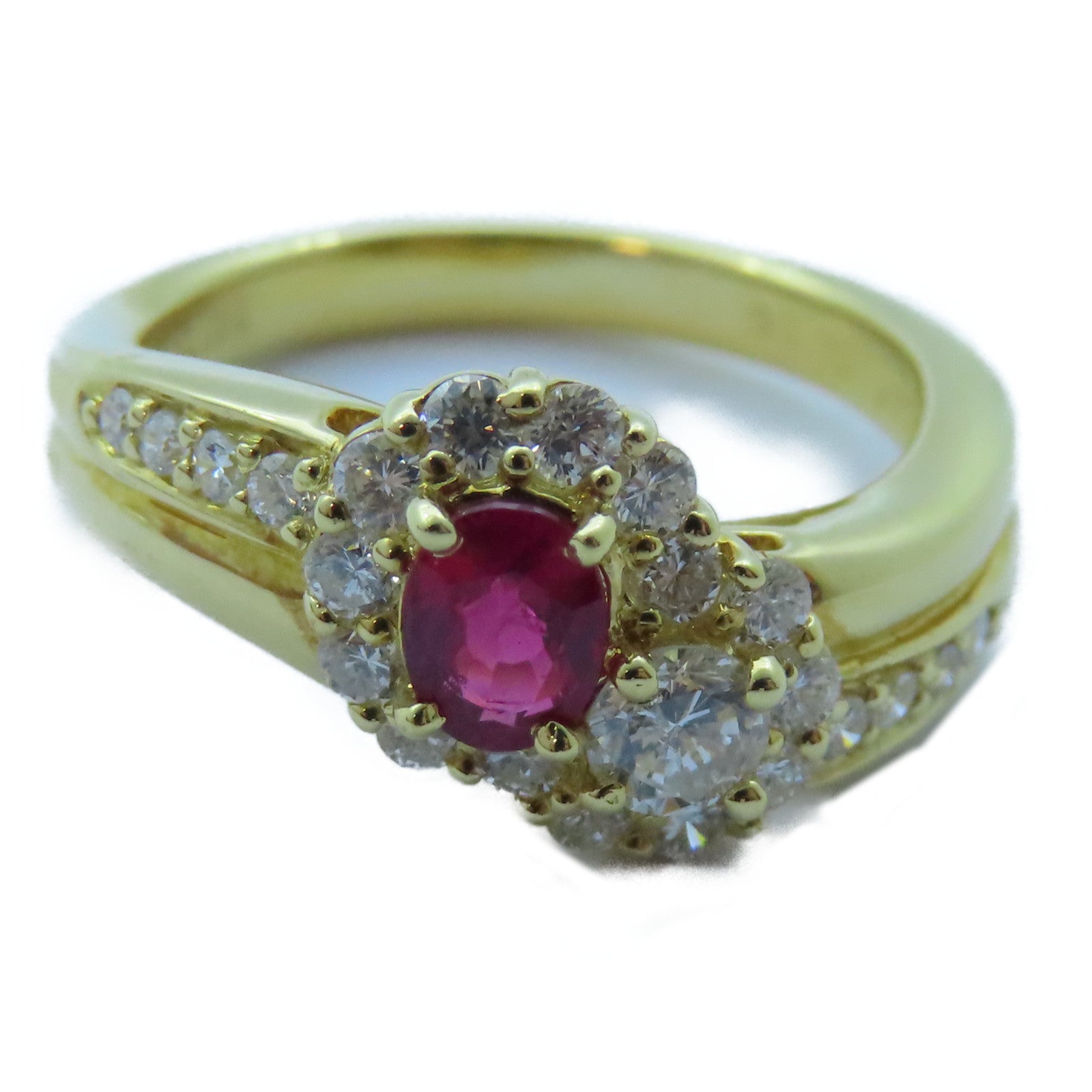 JEWELRY 【激減優惠】18K黃金Ruby Ring 0.36ct紅寶石/0.70ct鑽石戒指US#6
