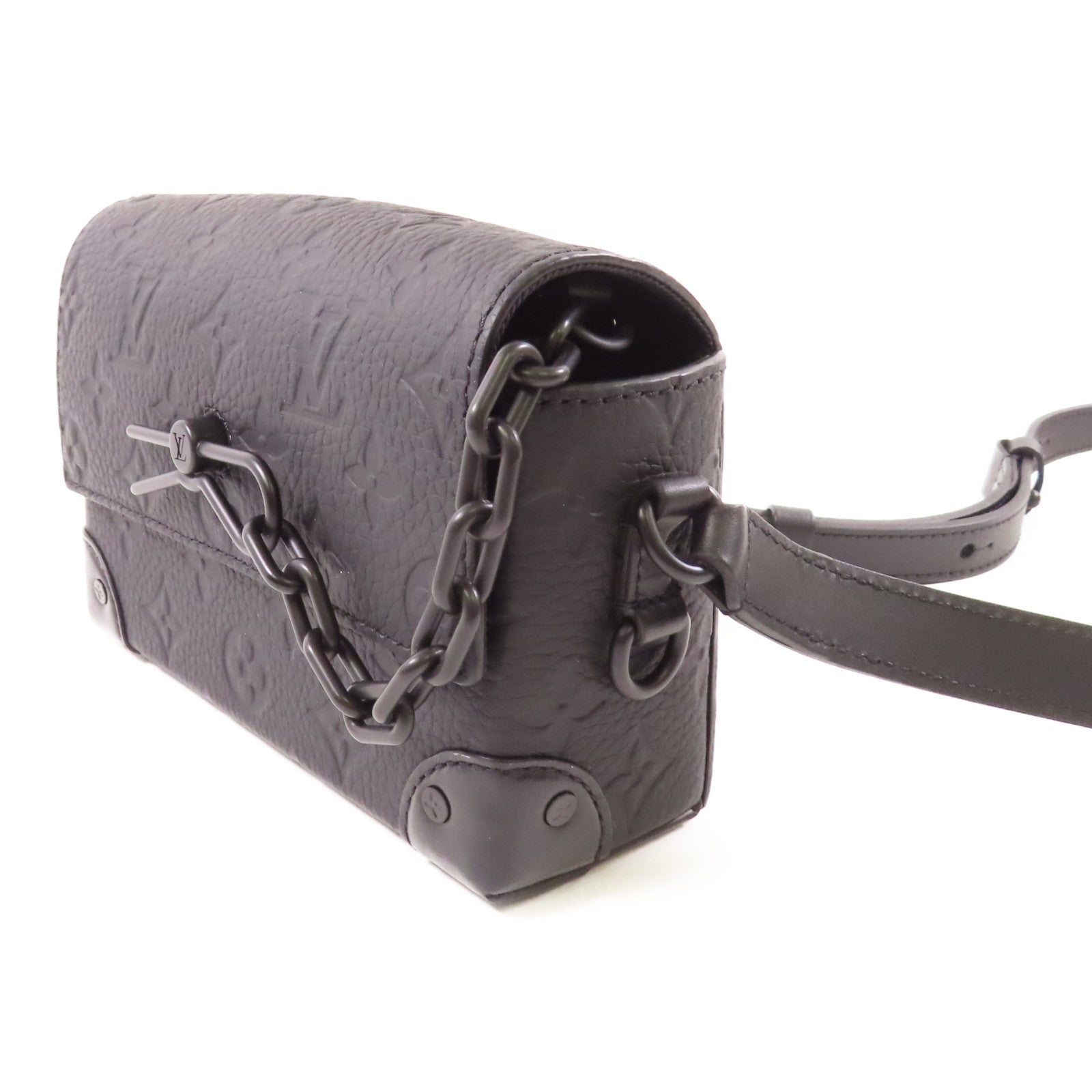 LOUIS VUITTON Monogram Taurillon Steamer Wearable Wallet黑扣肩背袋