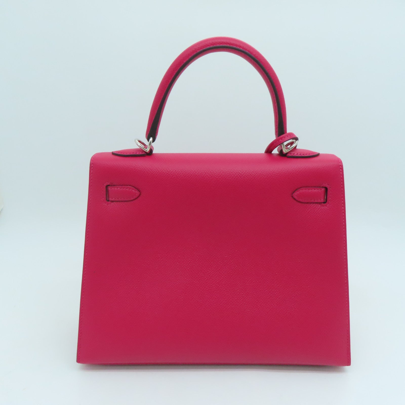 HERMES Epsom皮革Kelly 25 2 Way Bag银扣手挽肩背两用袋粉红色#90