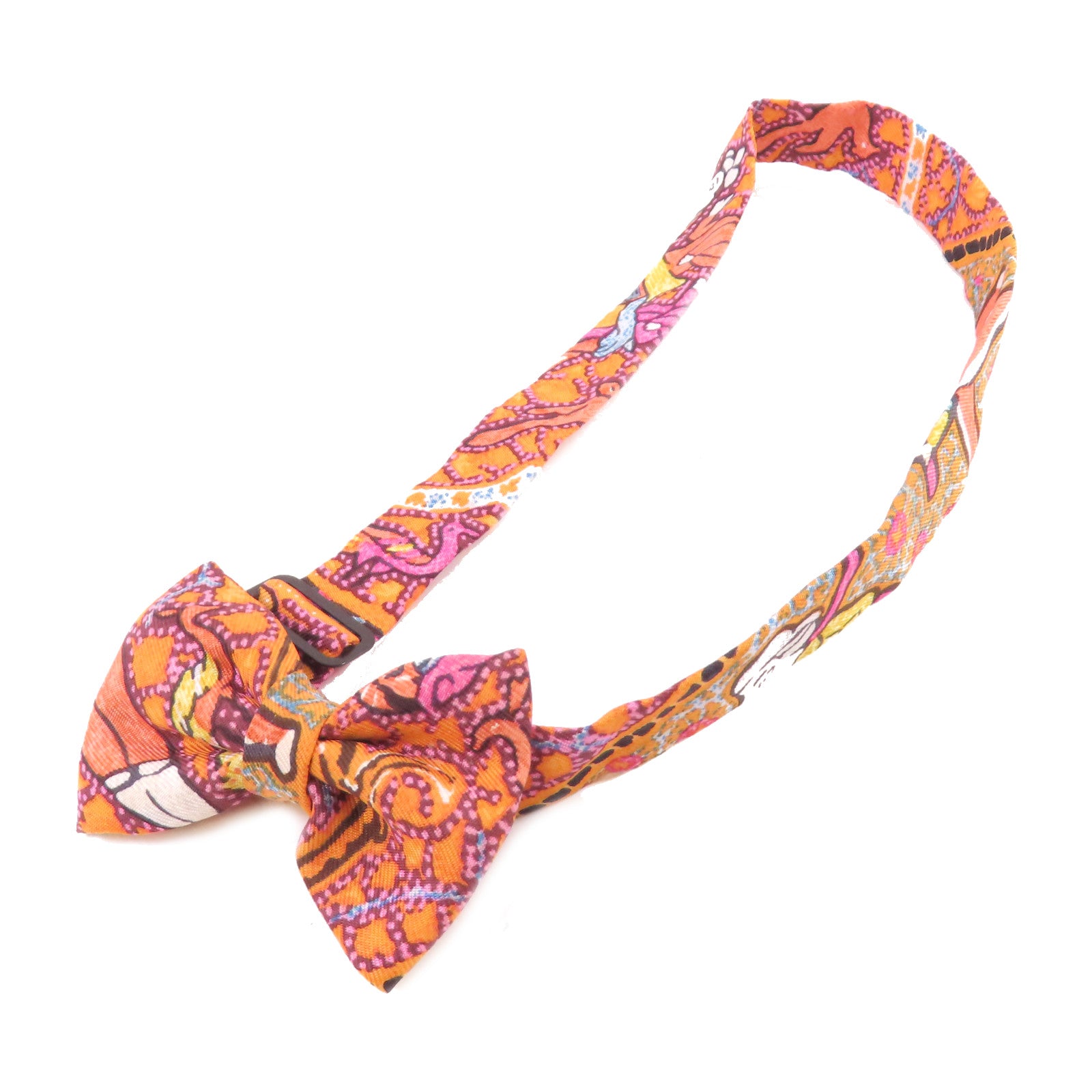 HERMES 絲質Bowtie蝴蝶領帶結橙色/彩色