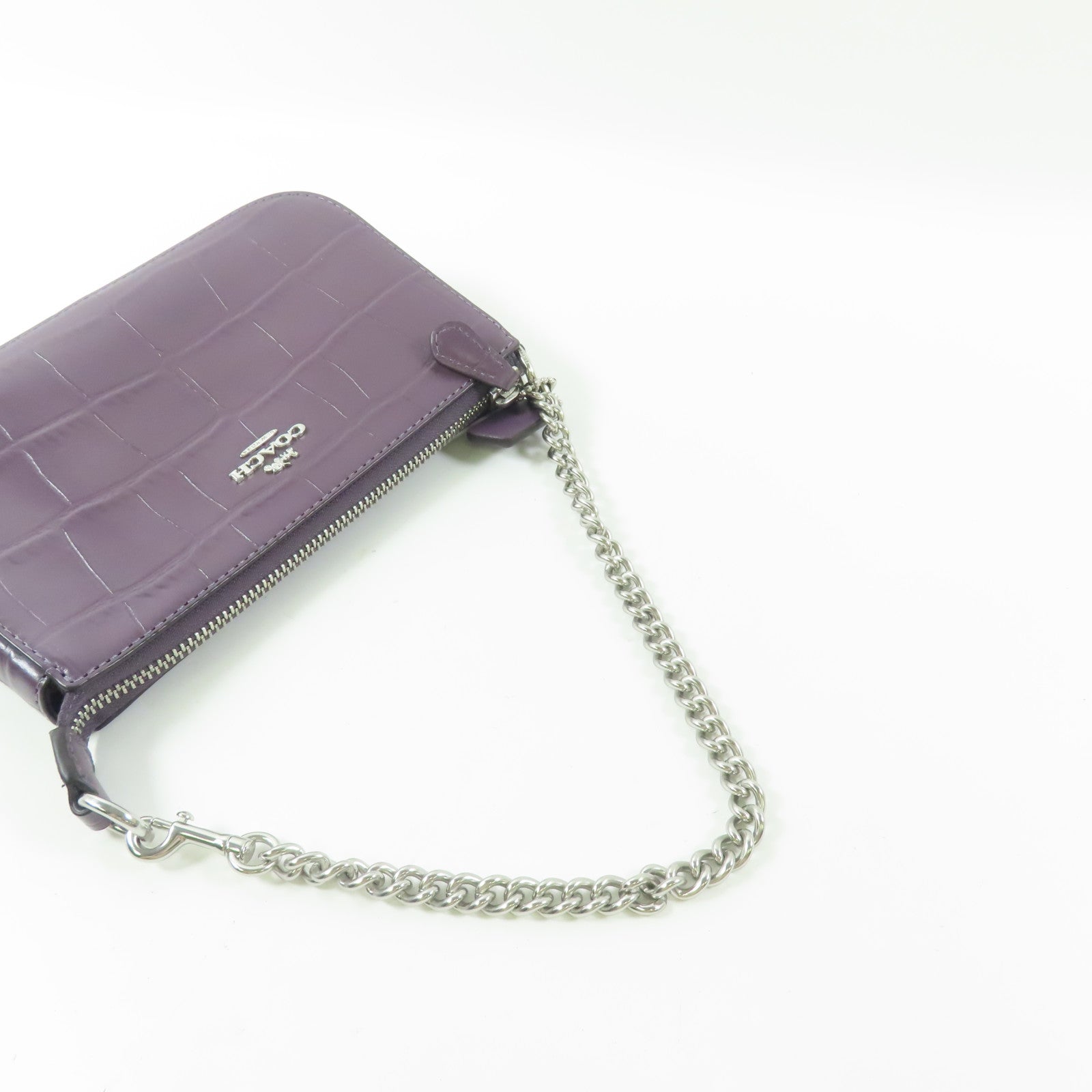 COACH 牛皮皮革Nolita 19銀扣鏈帶手挽袋