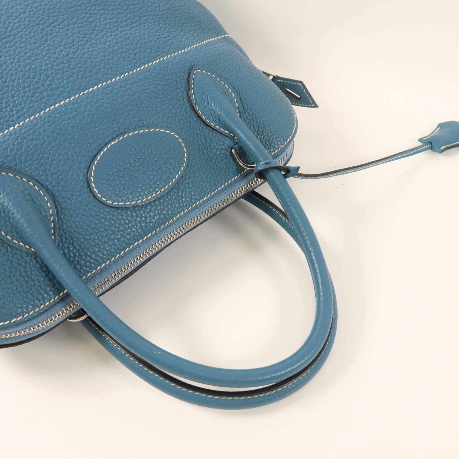 HERMES PHW Bolide 31 2 Way Shoulder Handbag Clemence Leather Bleu Jean