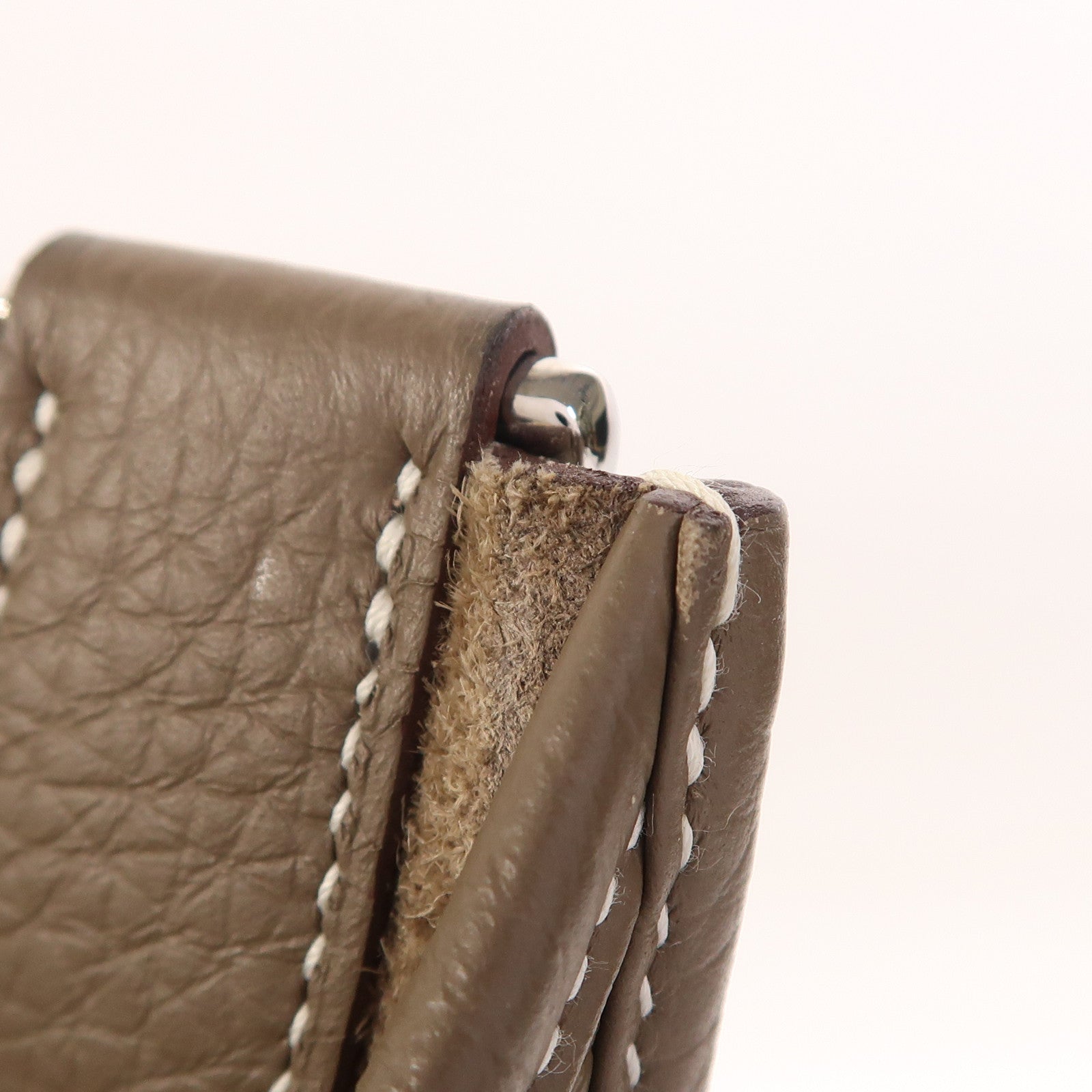 HERMES Clemence皮革Evelyne PM銀扣肩背袋Etoupe