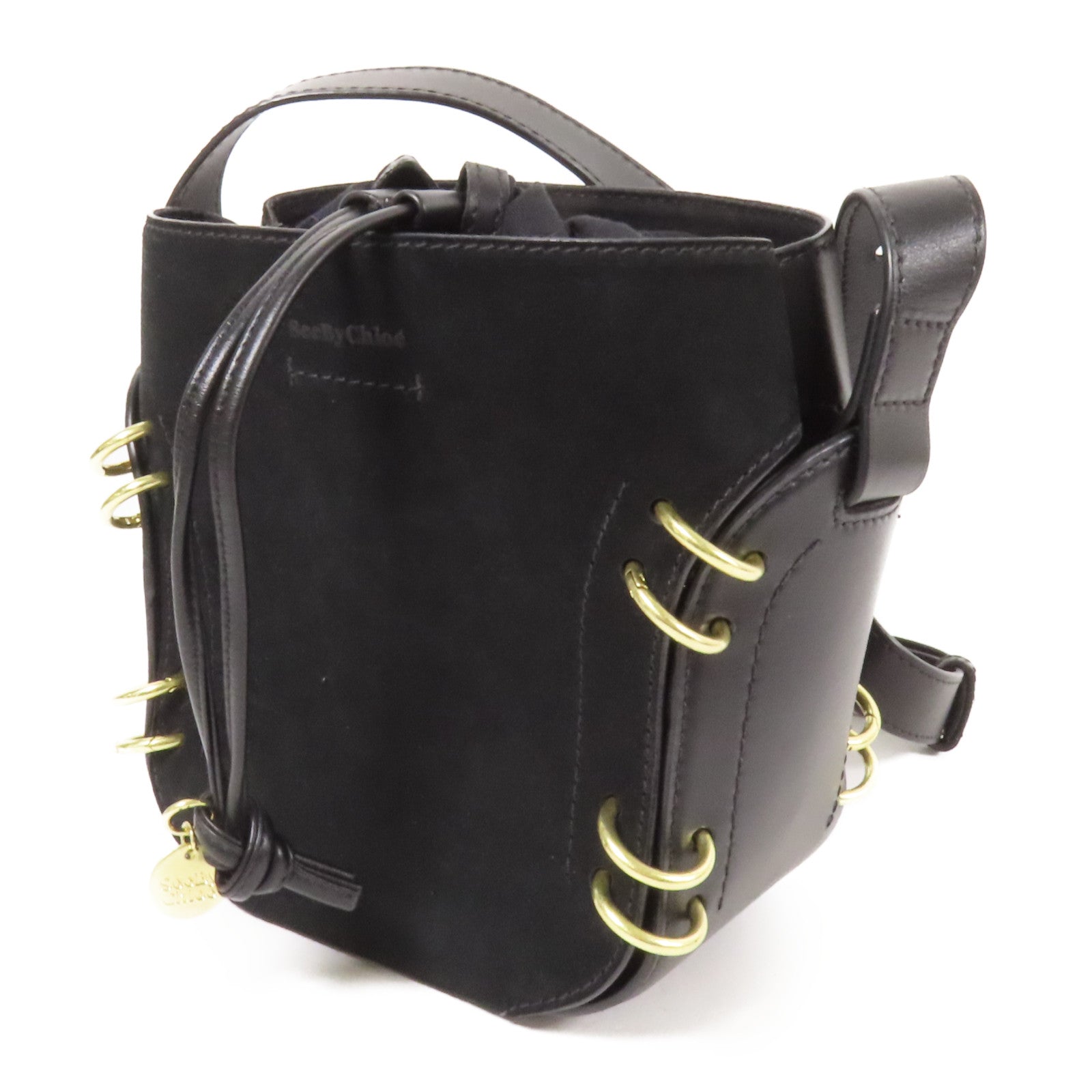 SEE BY CHLOE 牛皮皮革/麂皮皮革Shoulder Bag金扣肩背袋