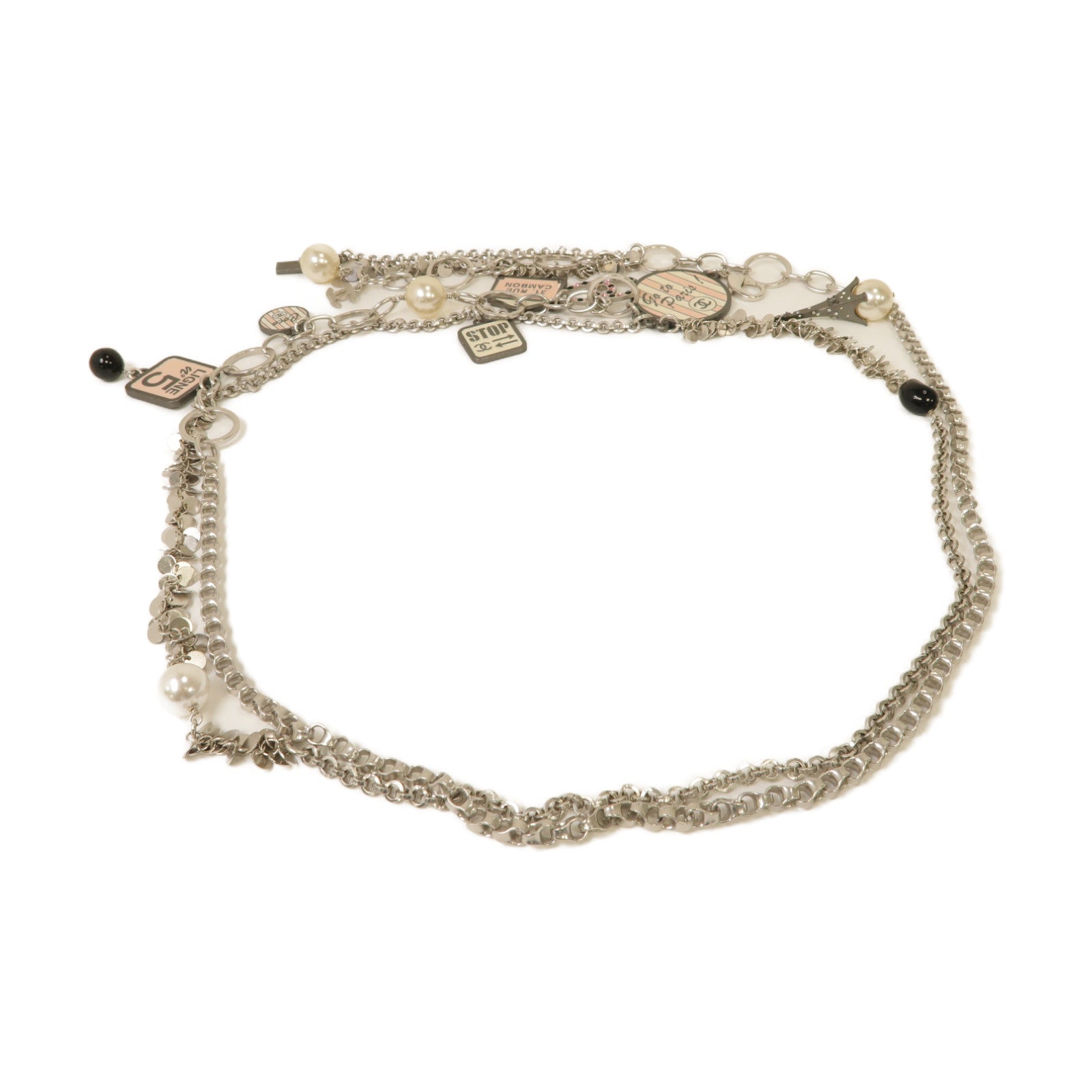 CHANEL 金屬/PVC Chain Belt腰帶粉紅色/銀色