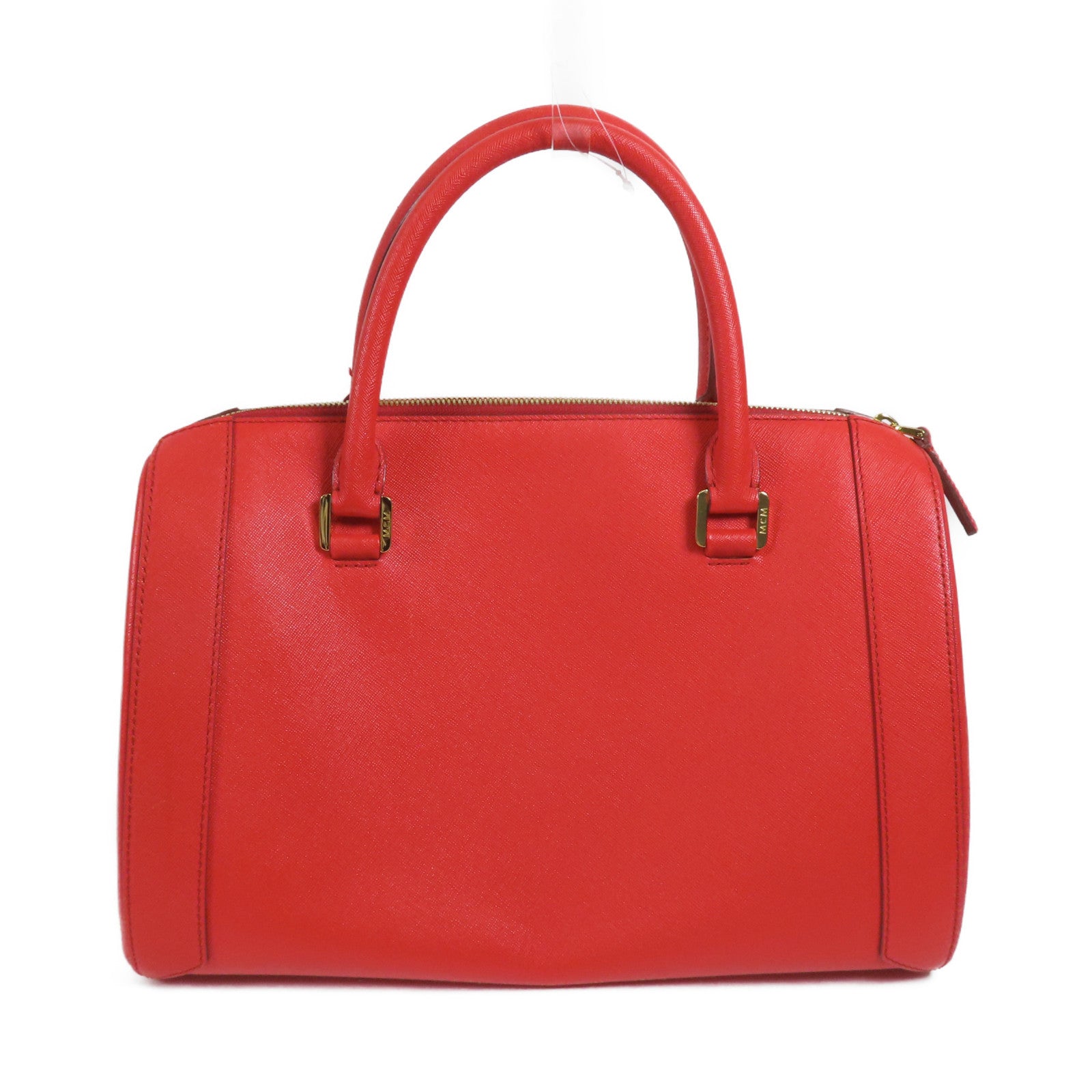 MCM 牛皮皮革Boston Bag金扣手挽袋