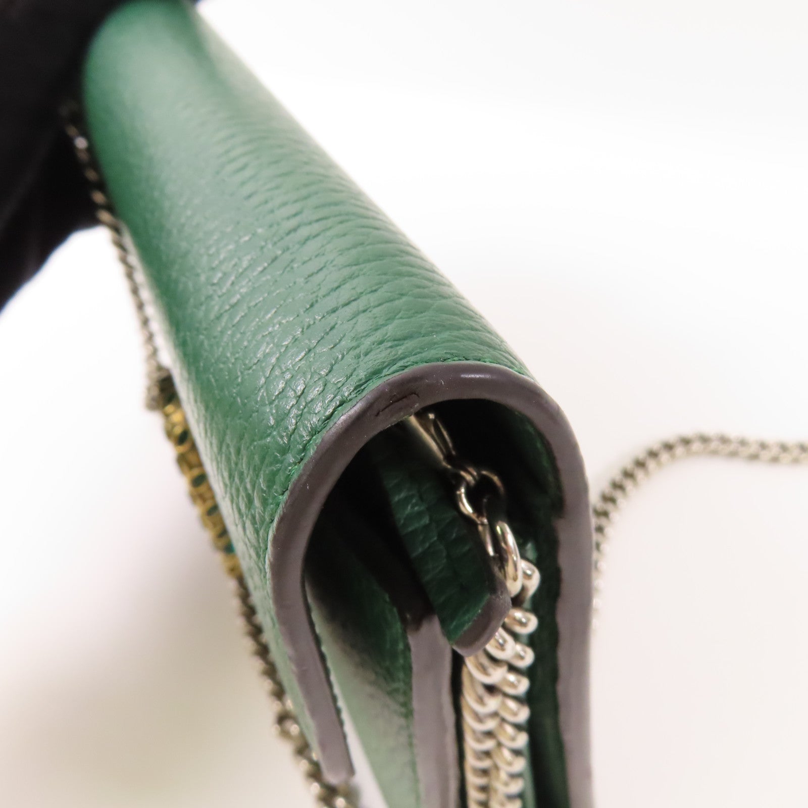 GUCCI GG Dionysus Chain Wallet Chain Shoulder Bag 401231 Calfskin Leather Green
