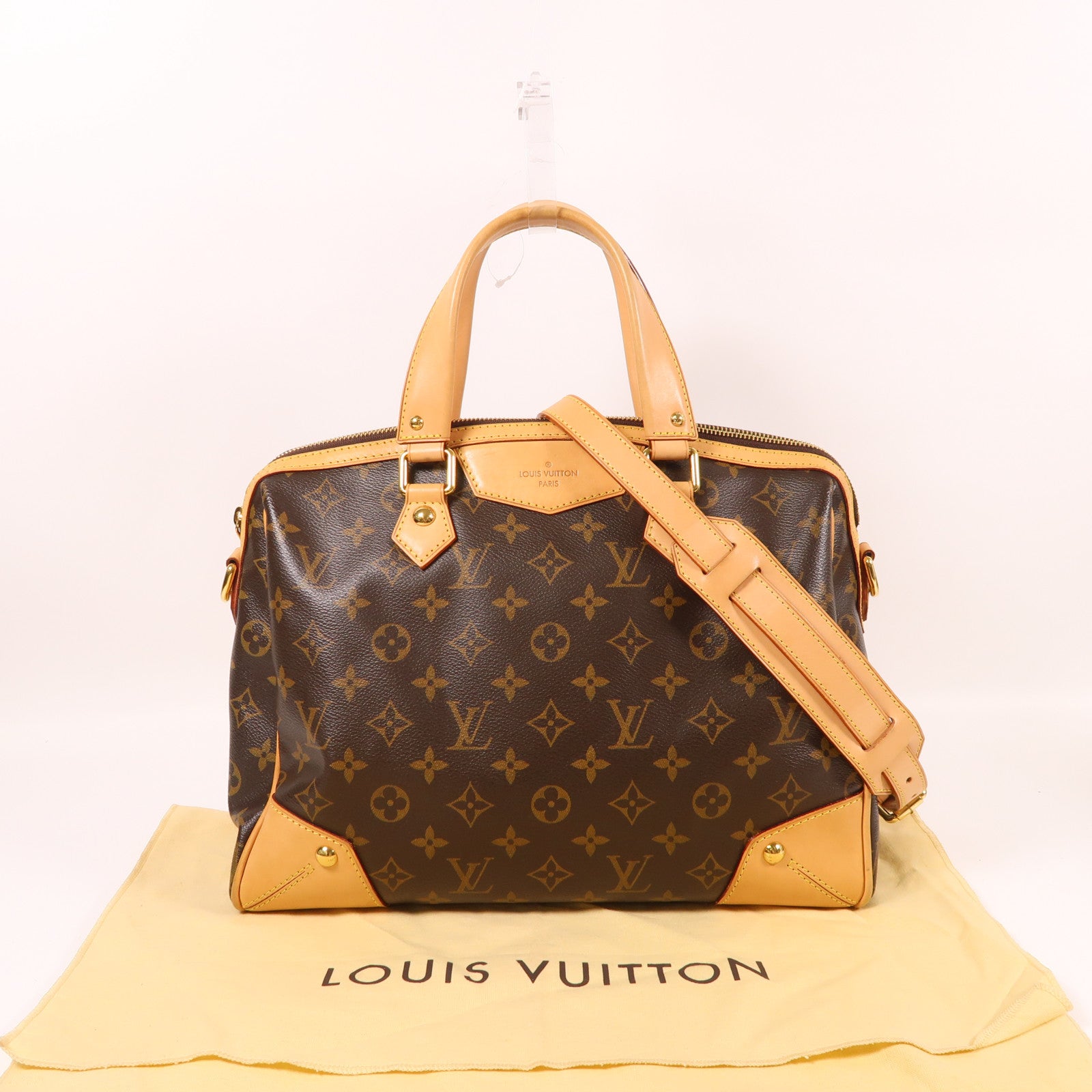 LOUIS VUITTON Monogram Retiro PM金扣手挽肩背兩用袋棕色