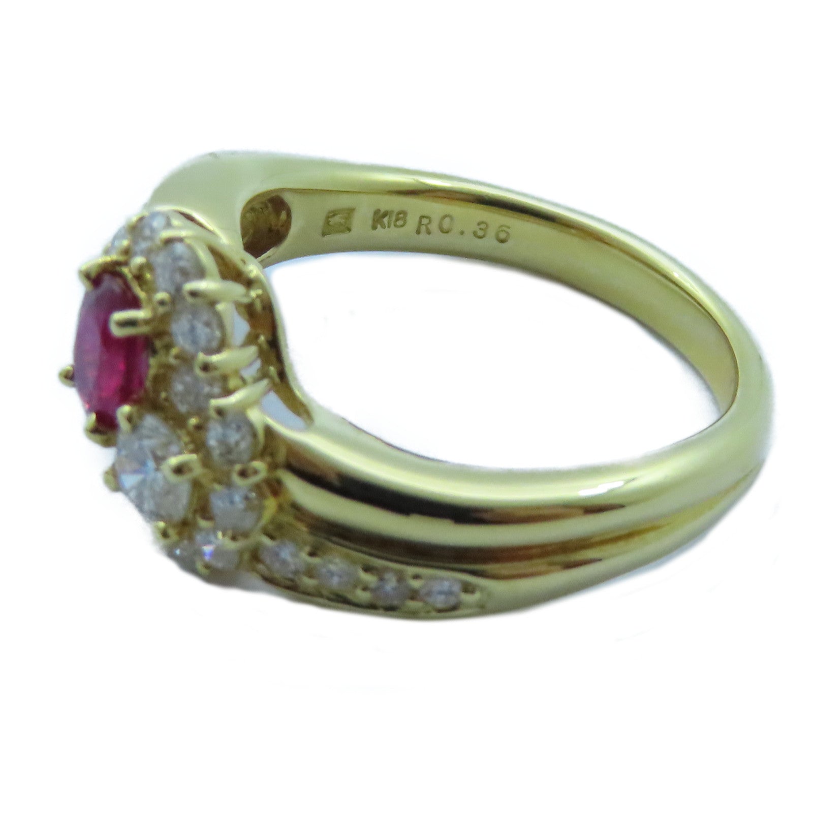 JEWELRY 【激減優惠】18K黃金Ruby Ring 0.36ct紅寶石/0.70ct鑽石戒指US#6