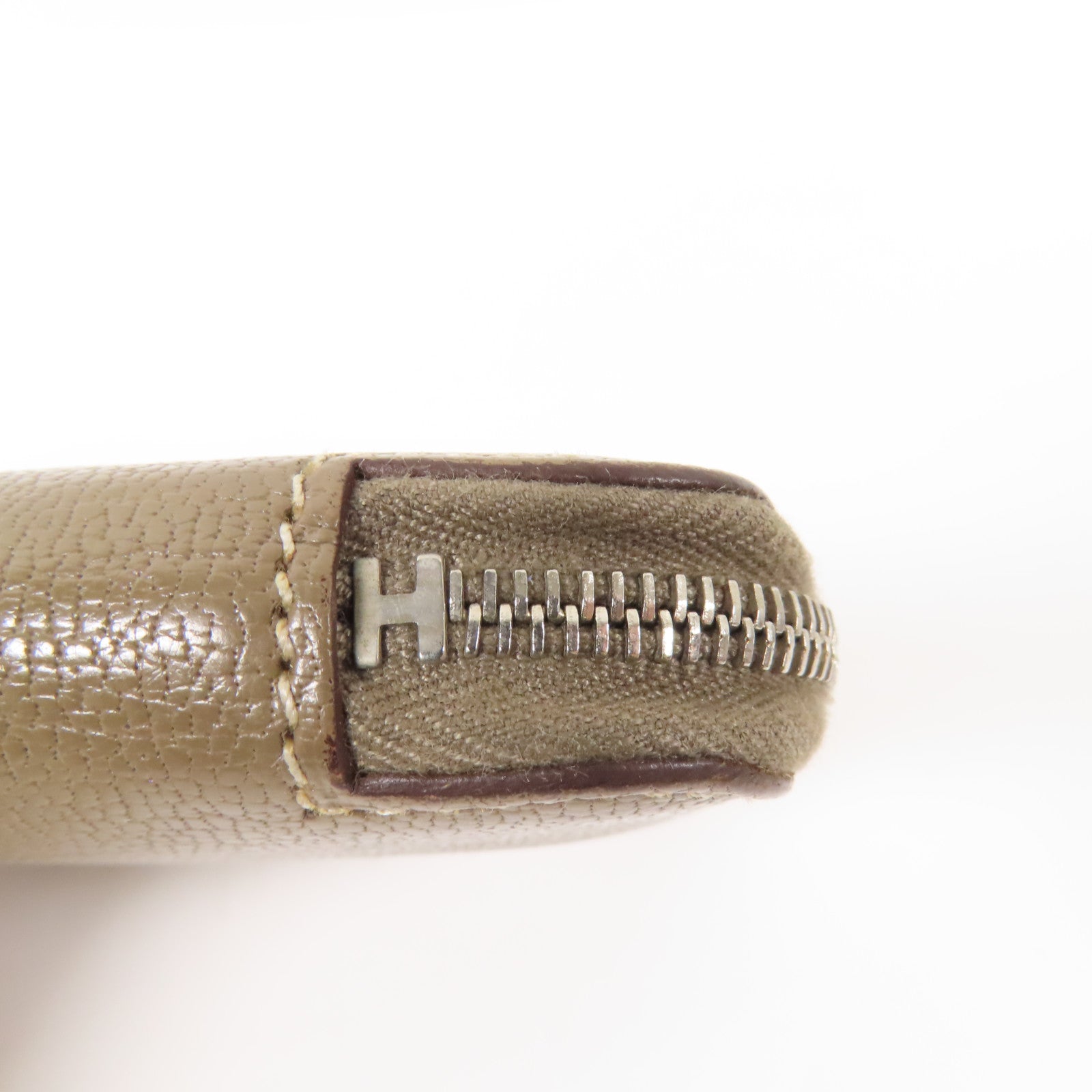 HERMES Chevre皮革Azap Wallet銀扣長錢包Etoupe