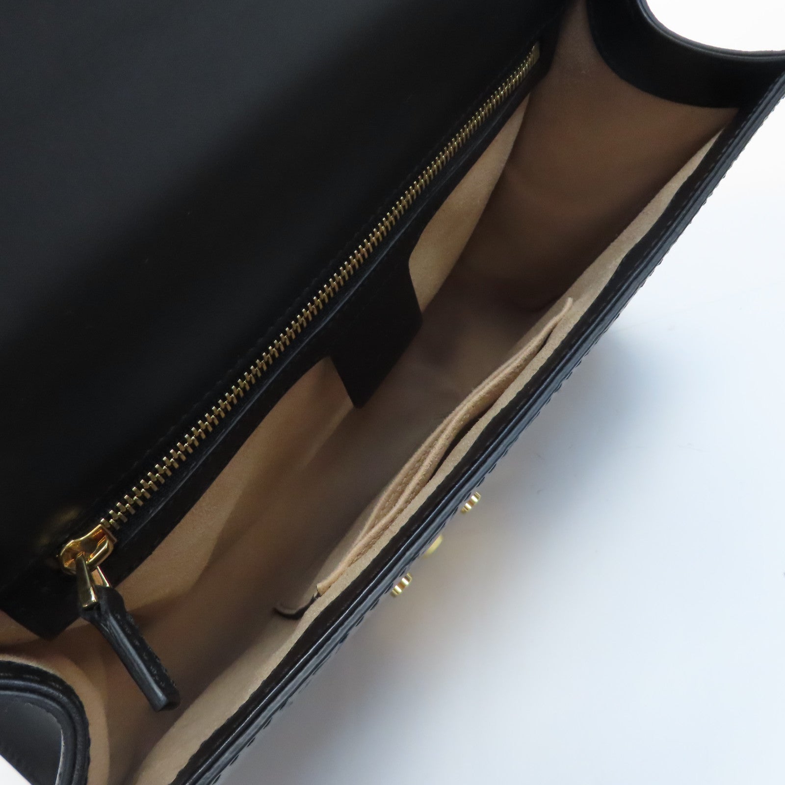 GUCCI 牛皮皮革Shoulder Bag金扣鏈帶肩背袋黑色