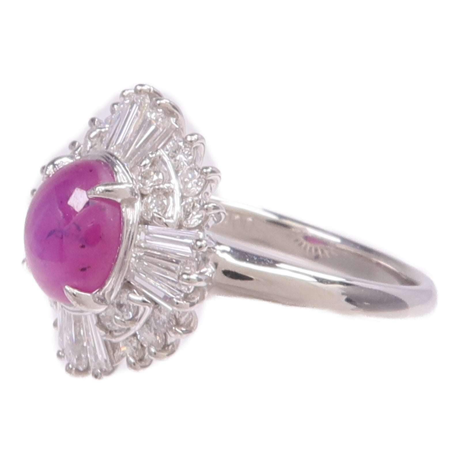 JEWELRY 【激減優惠】PT900鉑金Star Sapphire Diamond Ring紫色星光藍寶石/鑽石戒指US#5.75