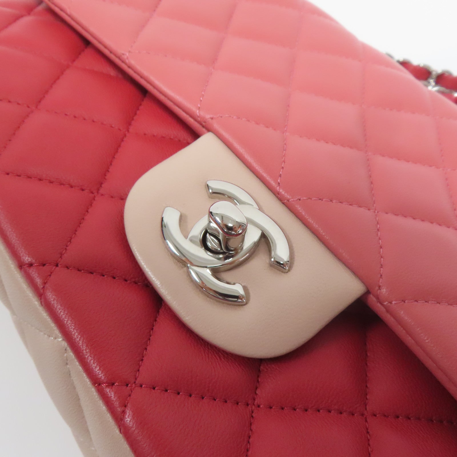 CHANEL **【激減優惠】菱格羊皮皮革Chain Shoulder鏈帶肩背袋粉紅色