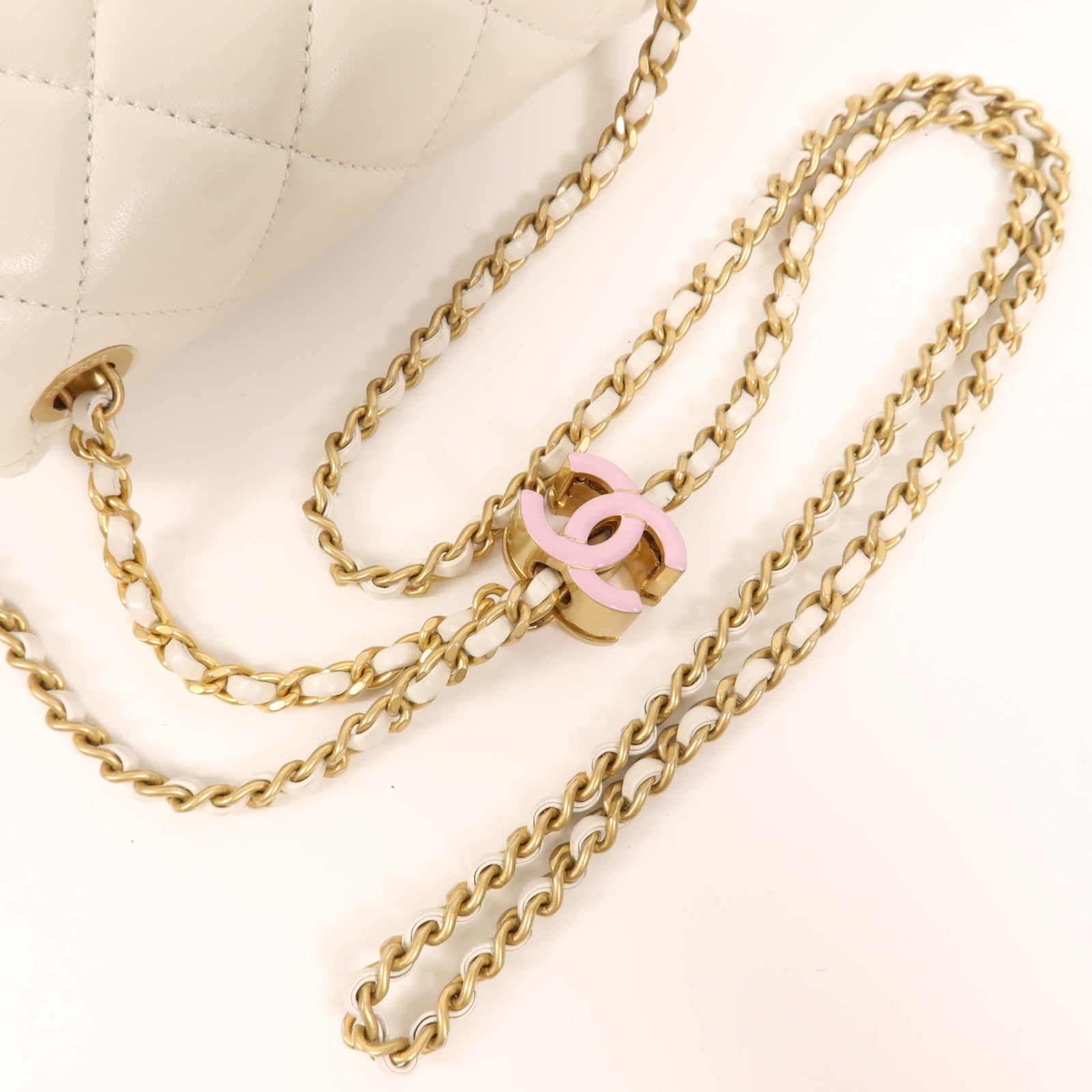 CHANEL 牛皮皮革Chain Shoulder Bag金扣鏈帶肩背袋