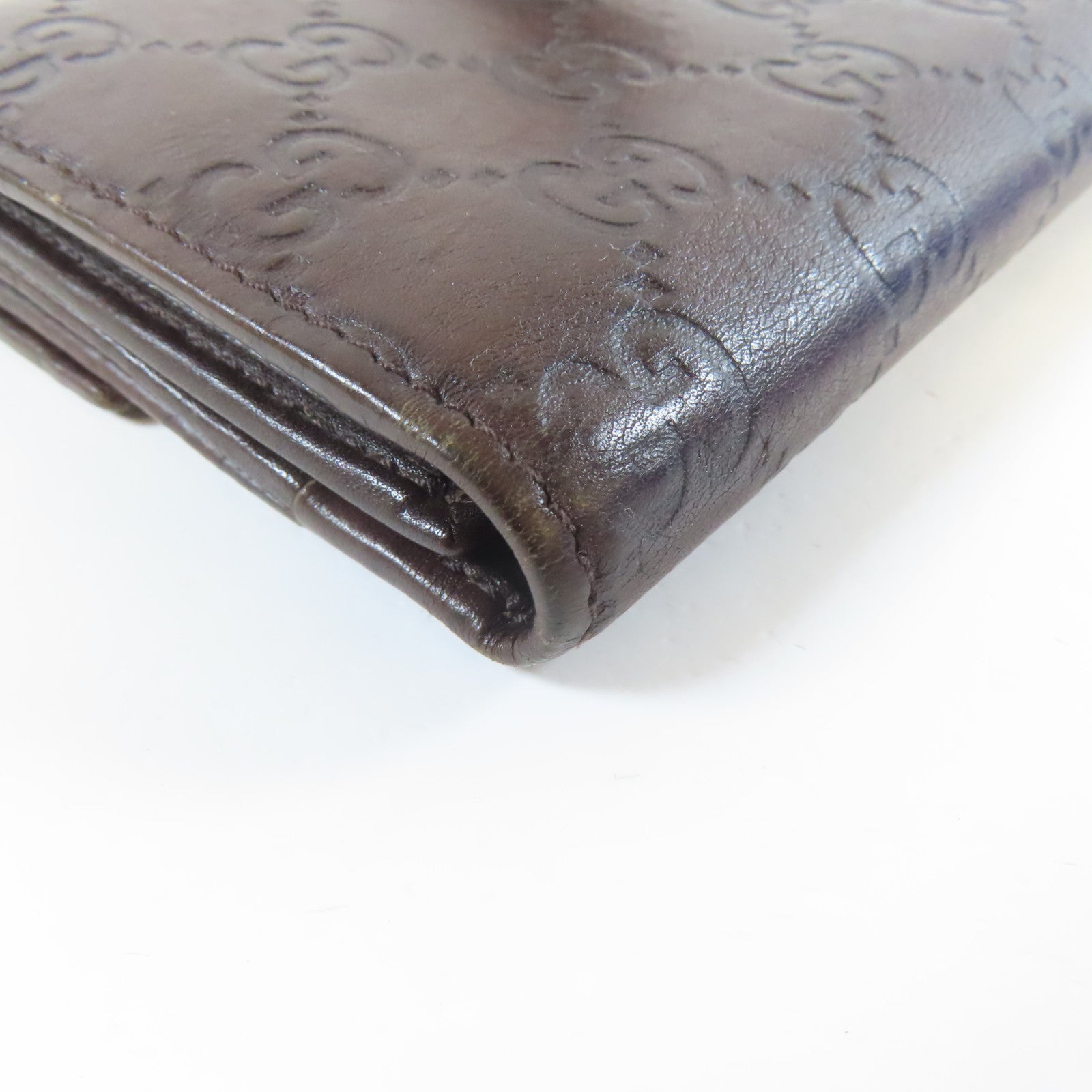 GUCCI 牛皮皮革Long Wallet銀扣長錢包啡色