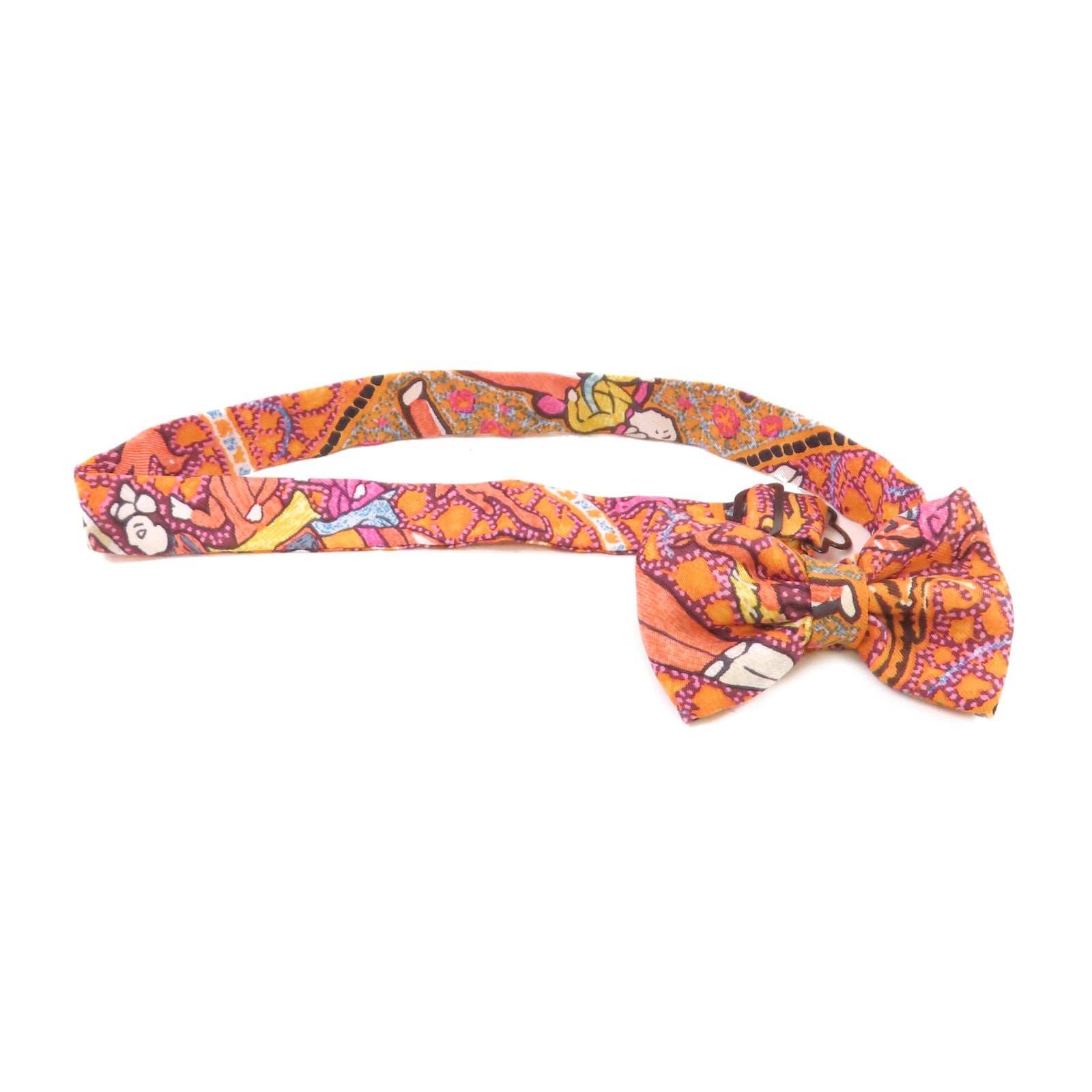 HERMES 絲質Bowtie蝴蝶領帶結橙色/彩色