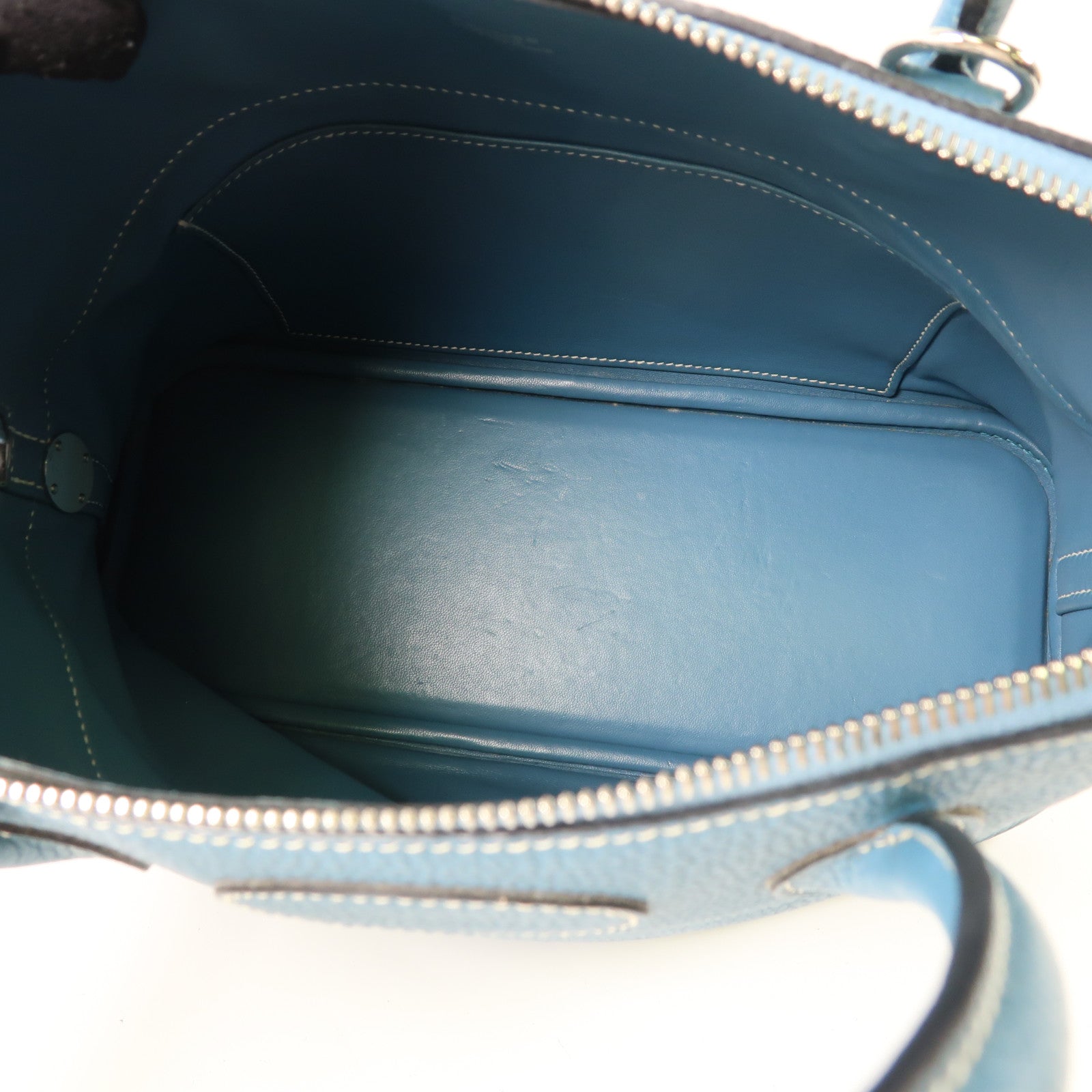 HERMES PHW Bolide 31 2 Way Shoulder Handbag Clemence Leather Bleu Jean