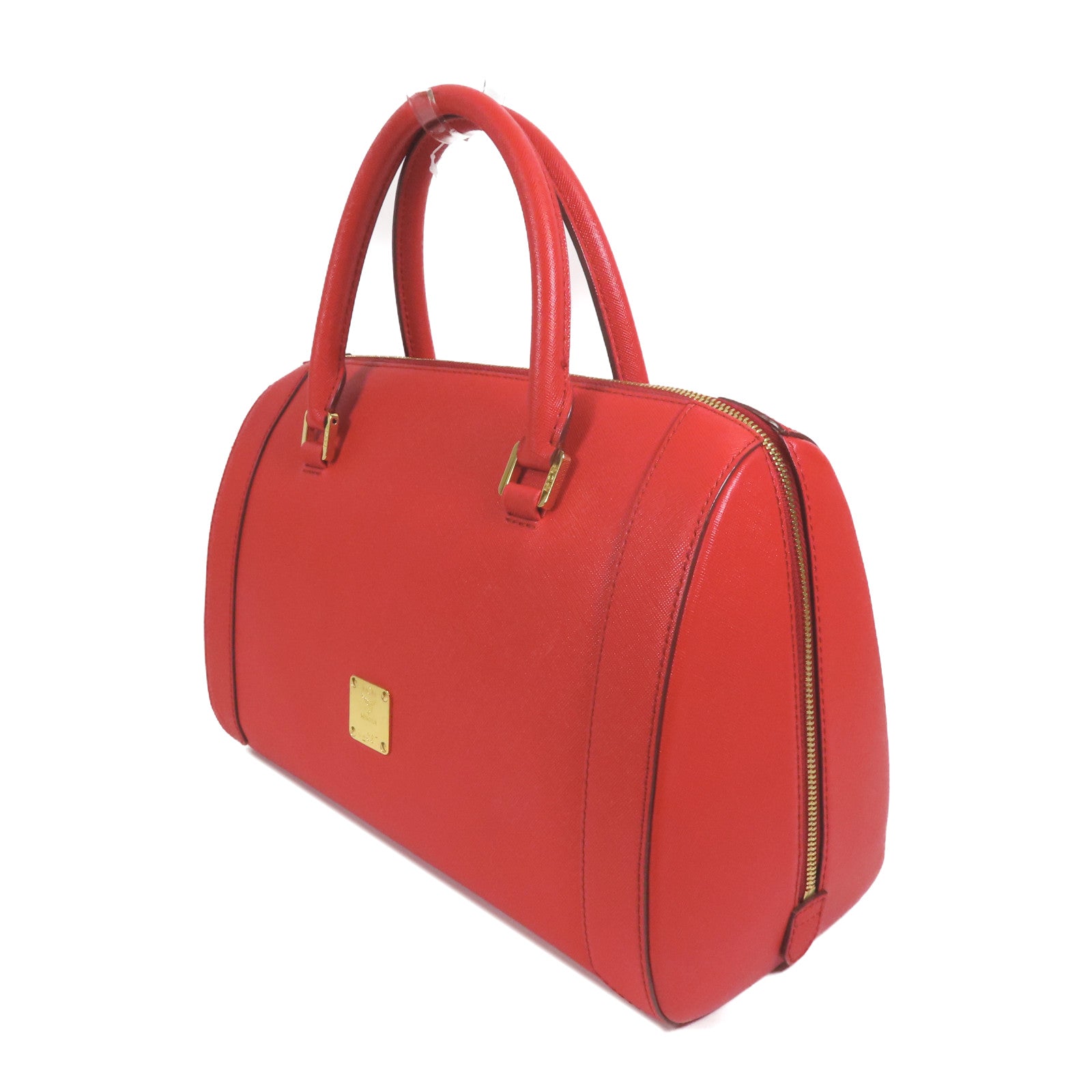 MCM 牛皮皮革Boston Bag金扣手挽袋