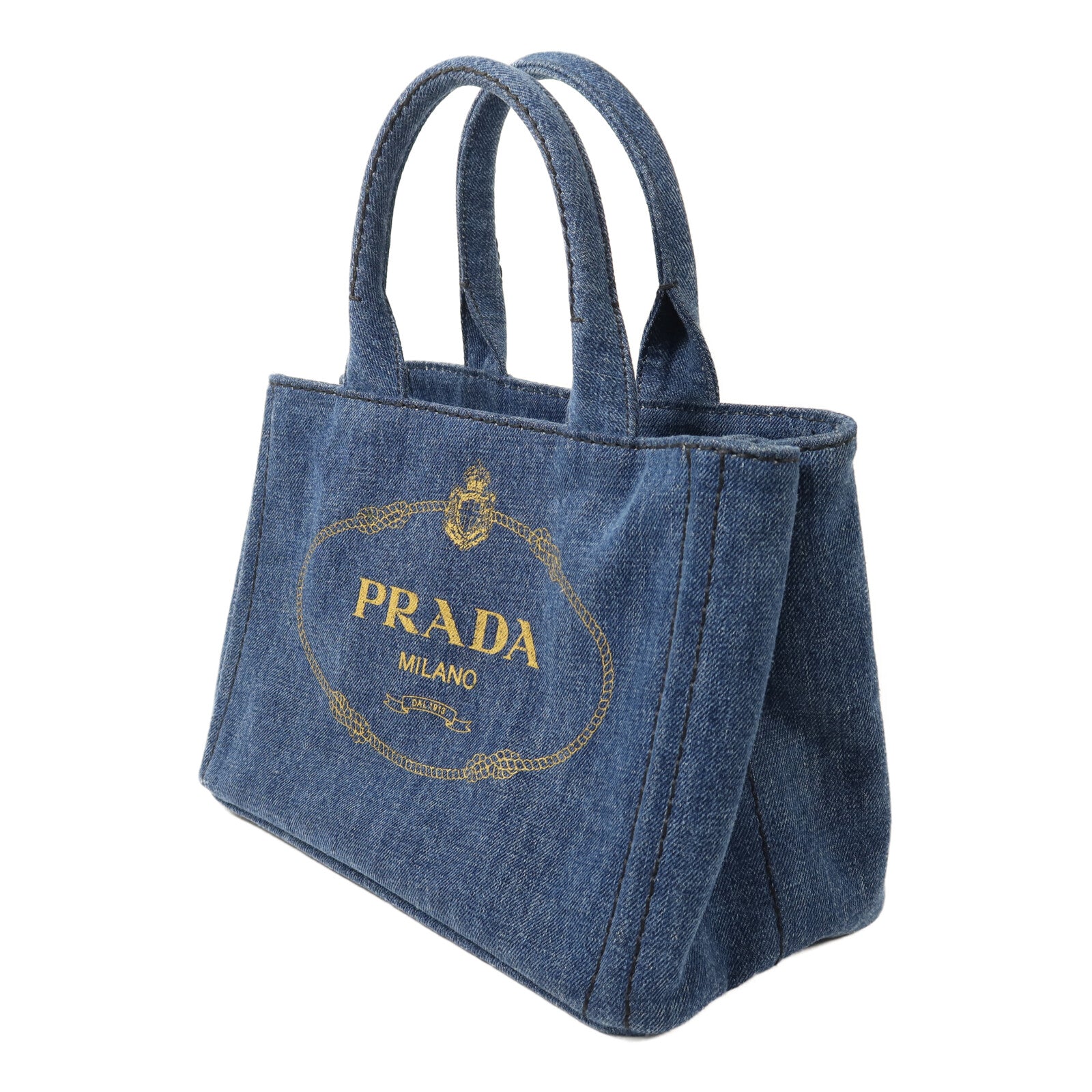 PRADA 牛仔布2 Way Shoulder金扣手挽肩背兩用袋