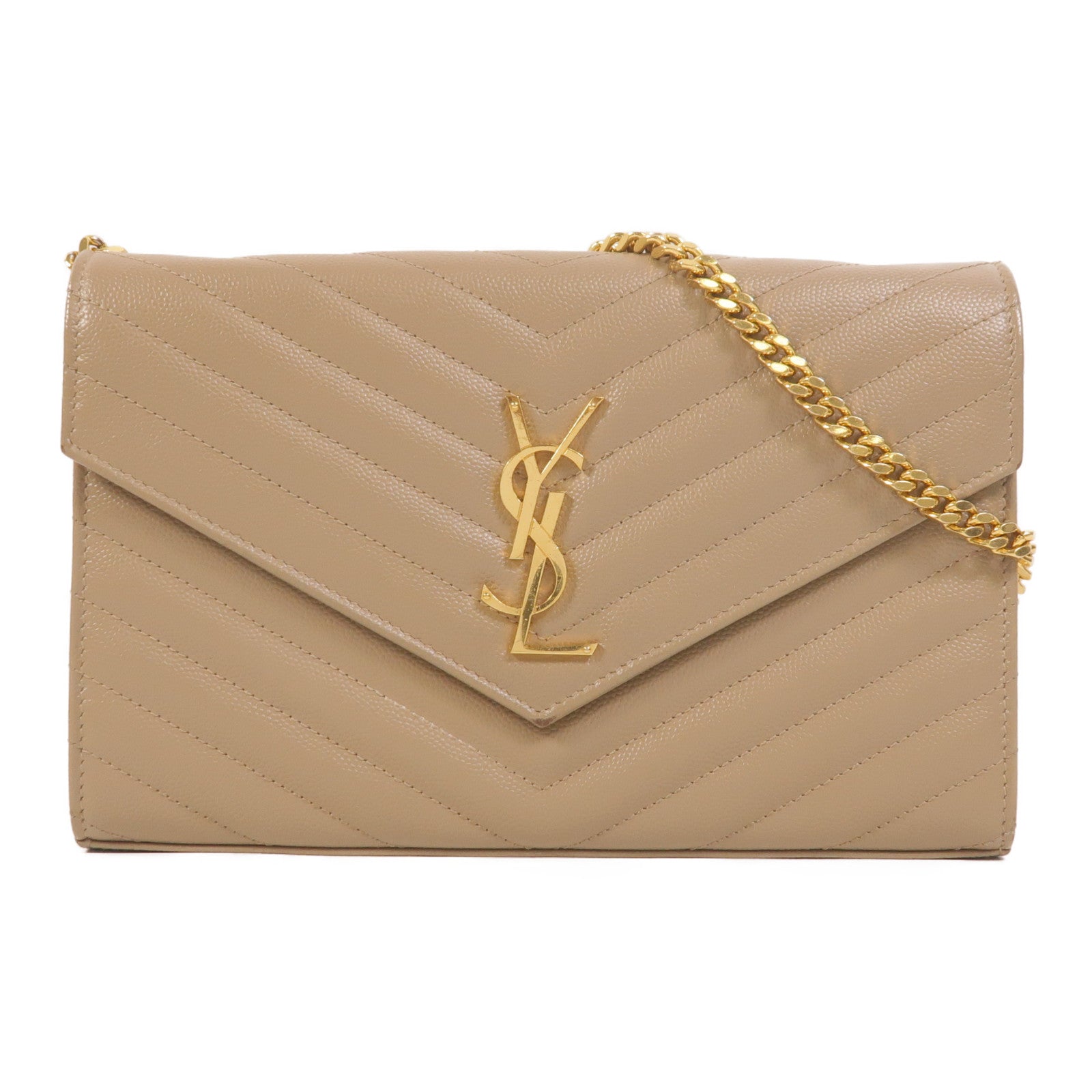 SAINT LAURENT 牛皮皮革Cassandre Envelope鏈帶肩背袋