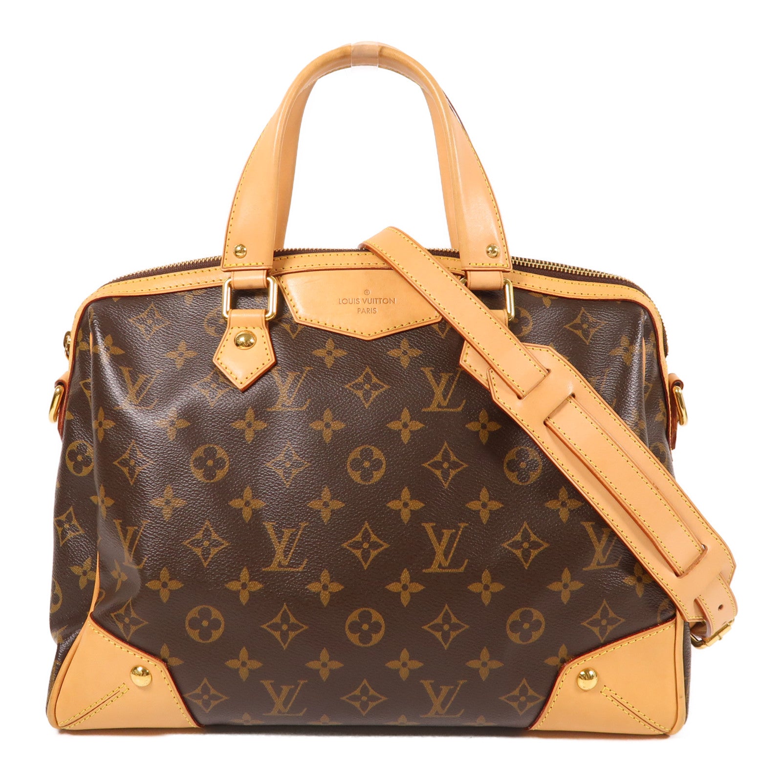 LOUIS VUITTON Monogram Retiro PM金扣手挽肩背兩用袋棕色