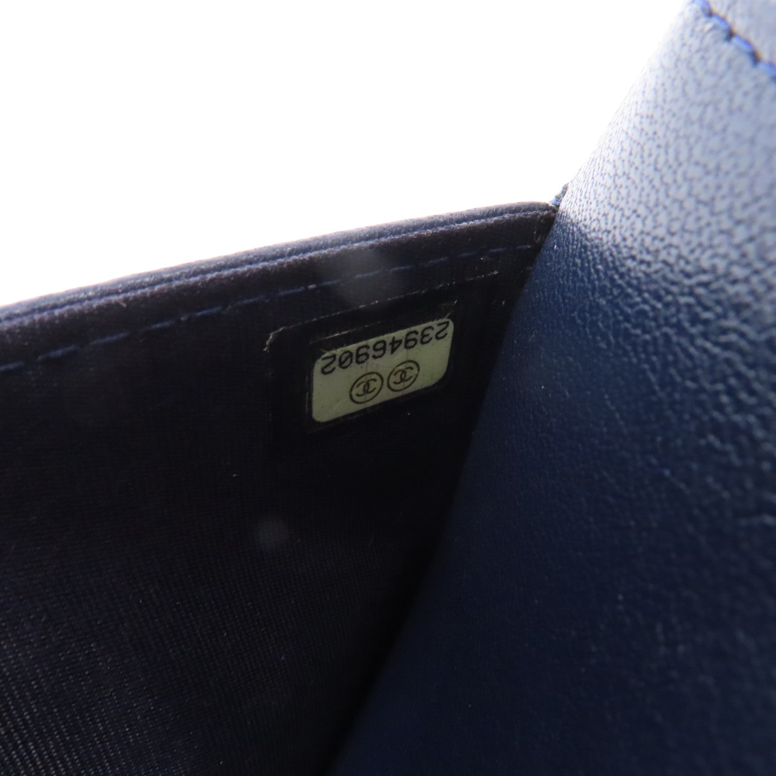 CHANEL 【激減優惠】菱格牛皮皮革Wallet On Chain Shoulder Bag銀扣鏈帶肩背袋深藍色
