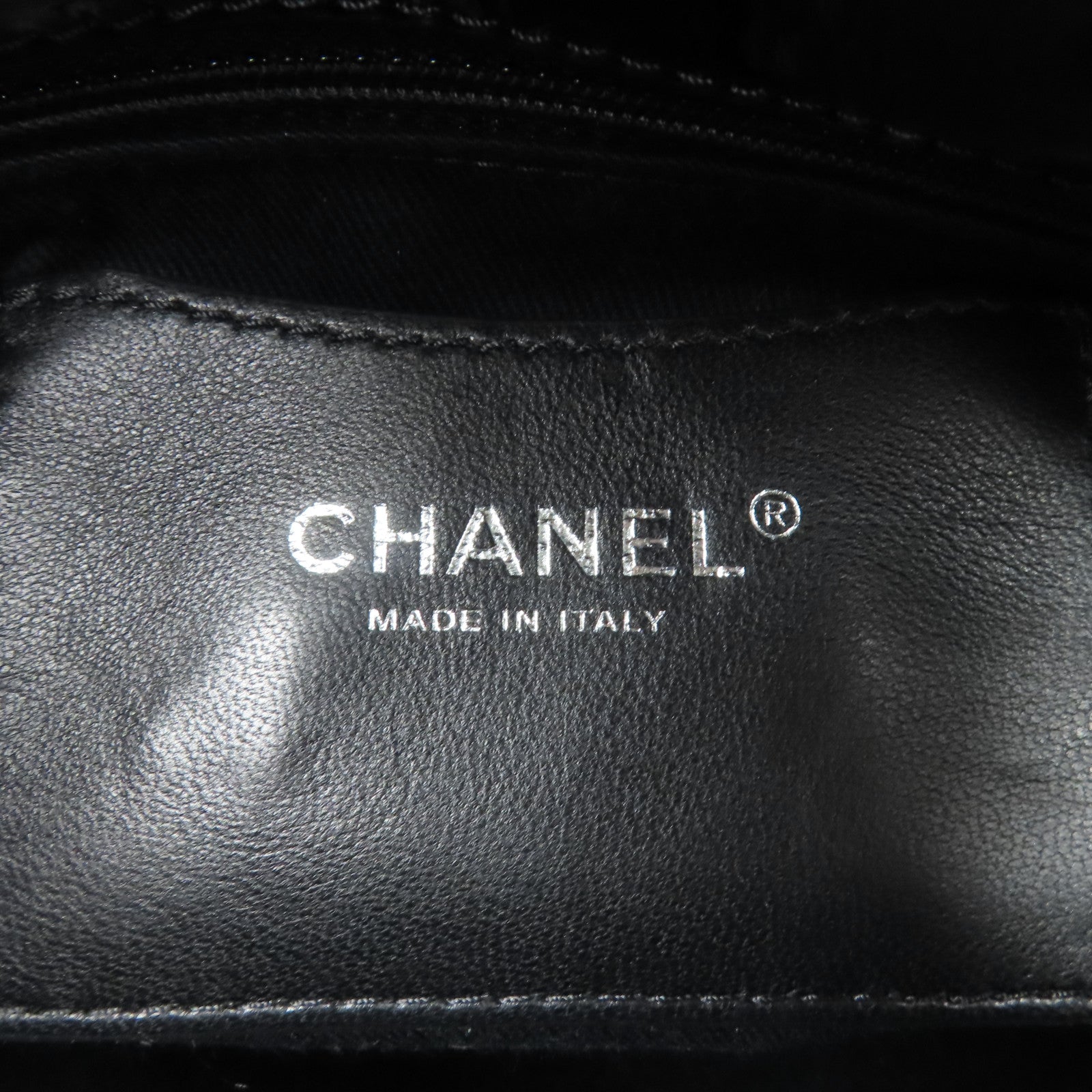 CHANEL 菱格漆皮皮革Chain Tote Bag銀扣鏈帶手挽袋黑色
