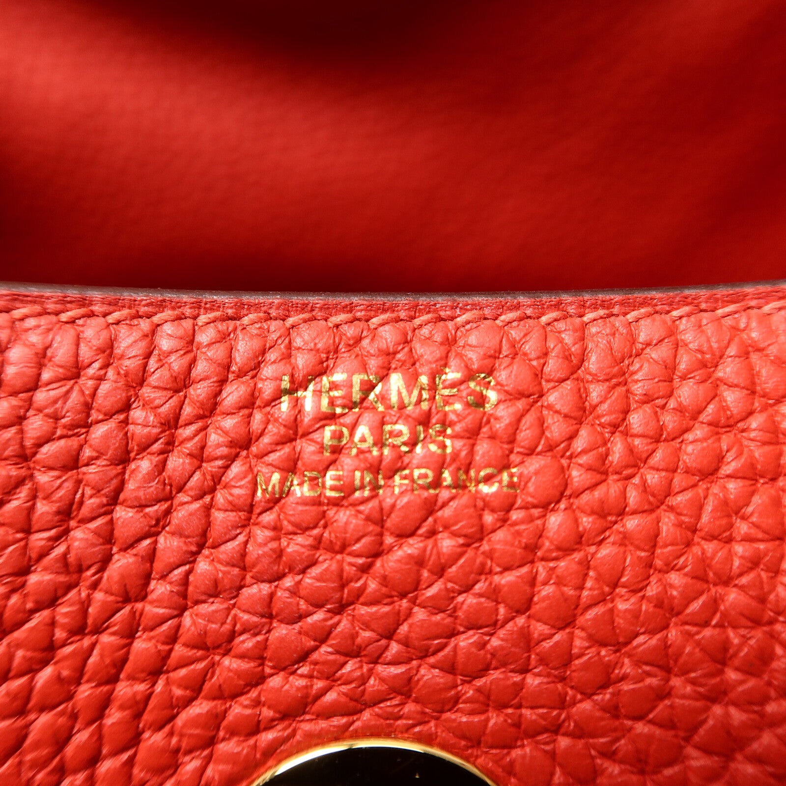 HERMES Clemence皮革Lindy 30肩背袋Rouge Tomate