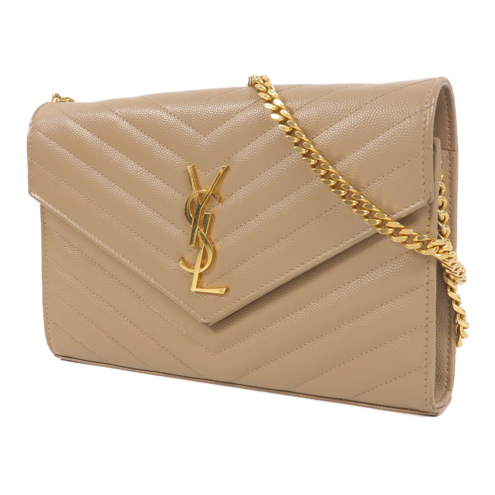 SAINT LAURENT 牛皮皮革Cassandre Envelope鏈帶肩背袋