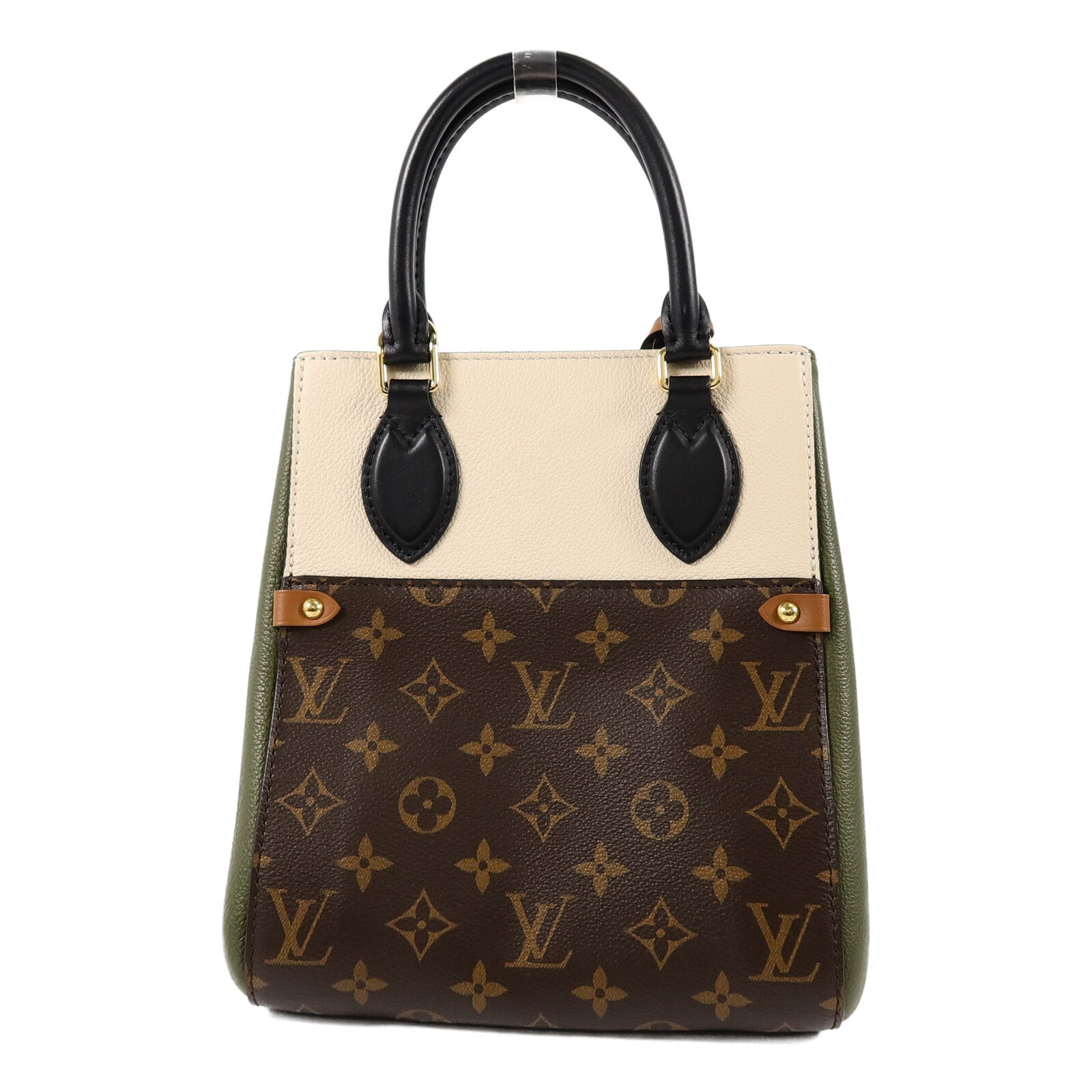 LOUIS VUITTON Monogram/牛皮皮革Fold Tote PM手挽肩背兩用袋