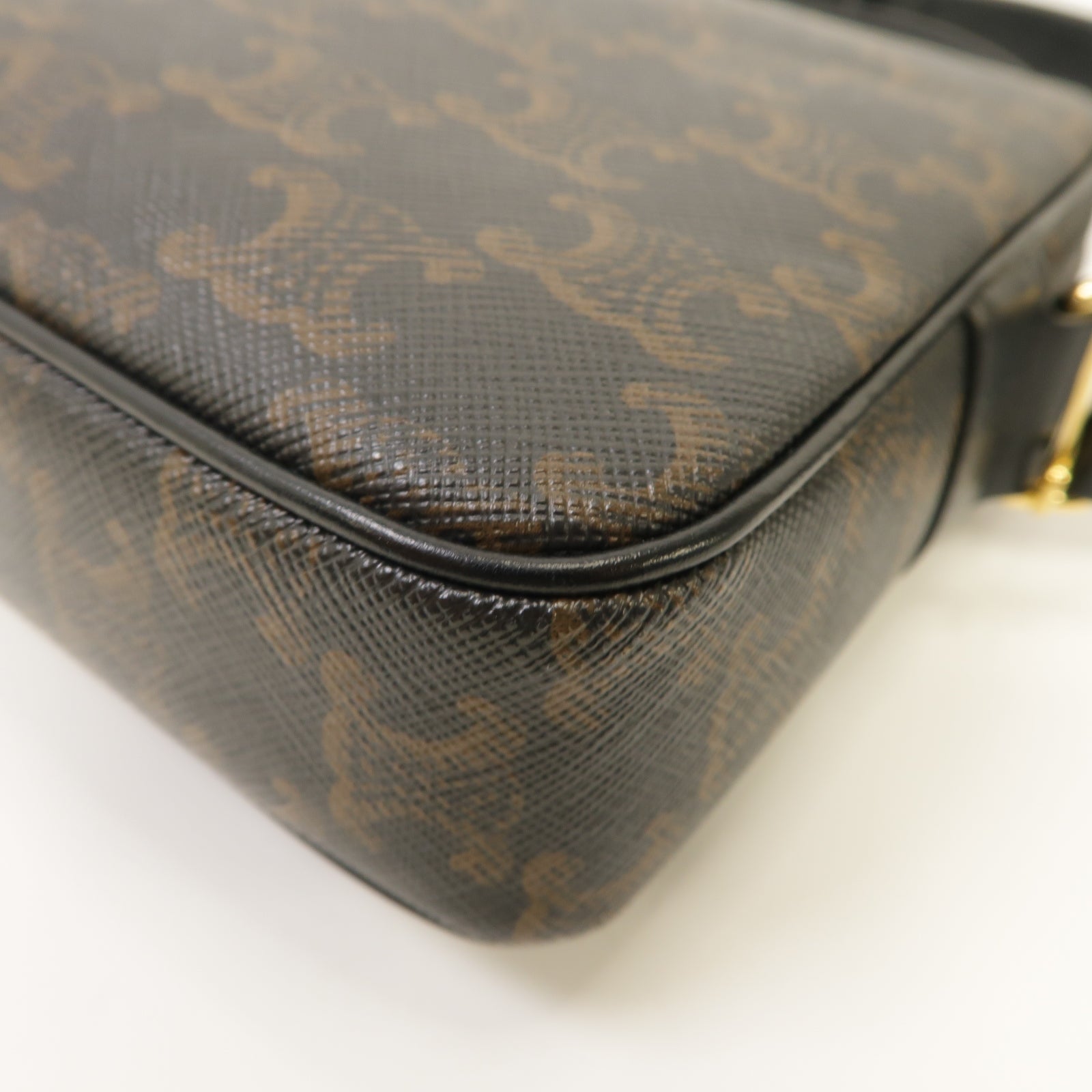 CELINE 塗層帆布Medium Messenger Bag金扣肩背袋棕色