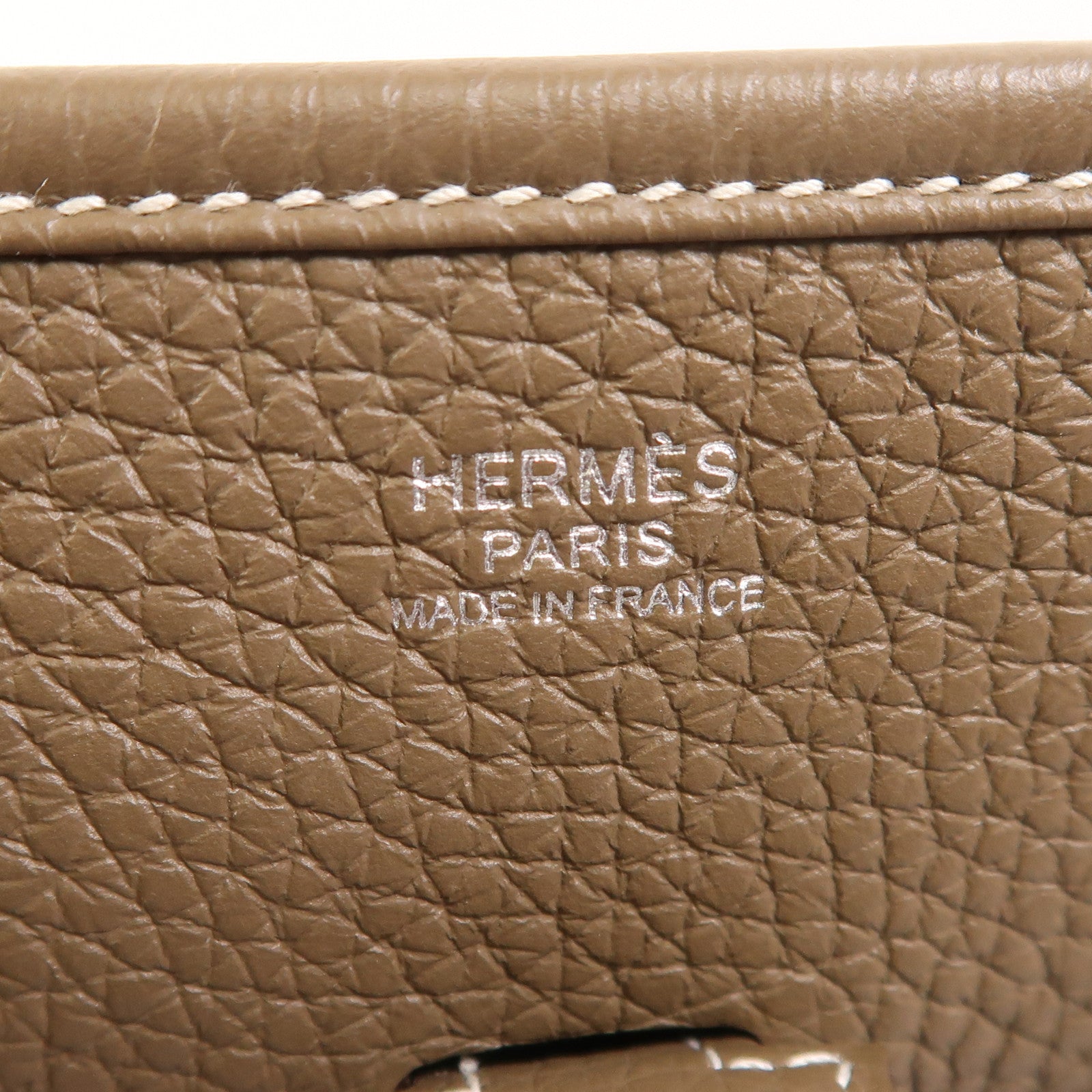 HERMES Clemence皮革Evelyne PM銀扣肩背袋Etoupe