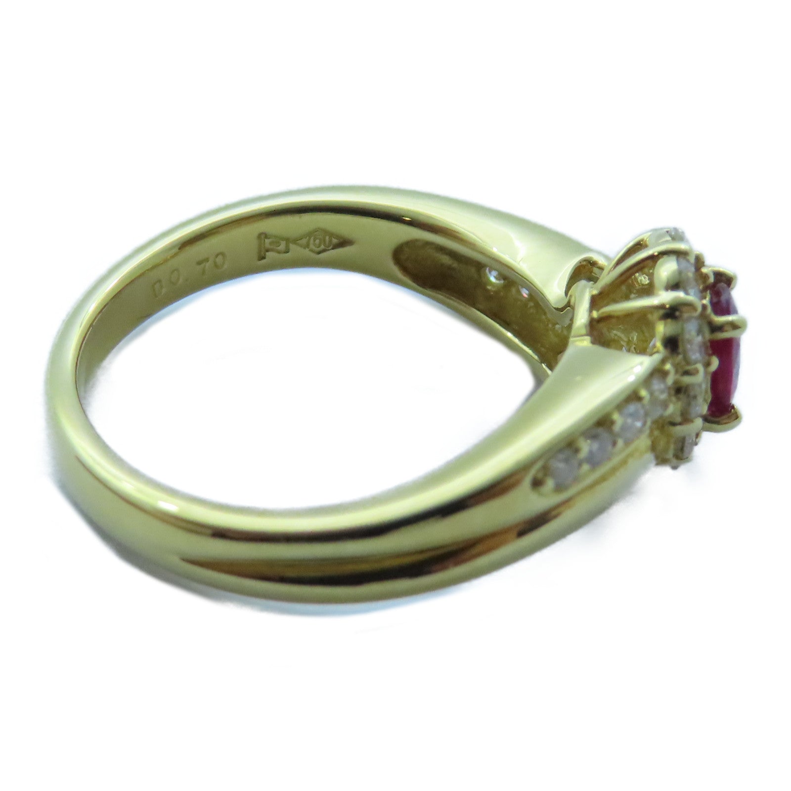 JEWELRY 【激減優惠】18K黃金Ruby Ring 0.36ct紅寶石/0.70ct鑽石戒指US#6