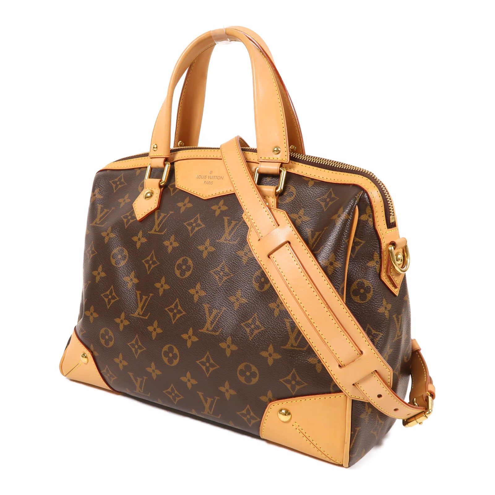LOUIS VUITTON Monogram Retiro PM金扣手挽肩背兩用袋棕色