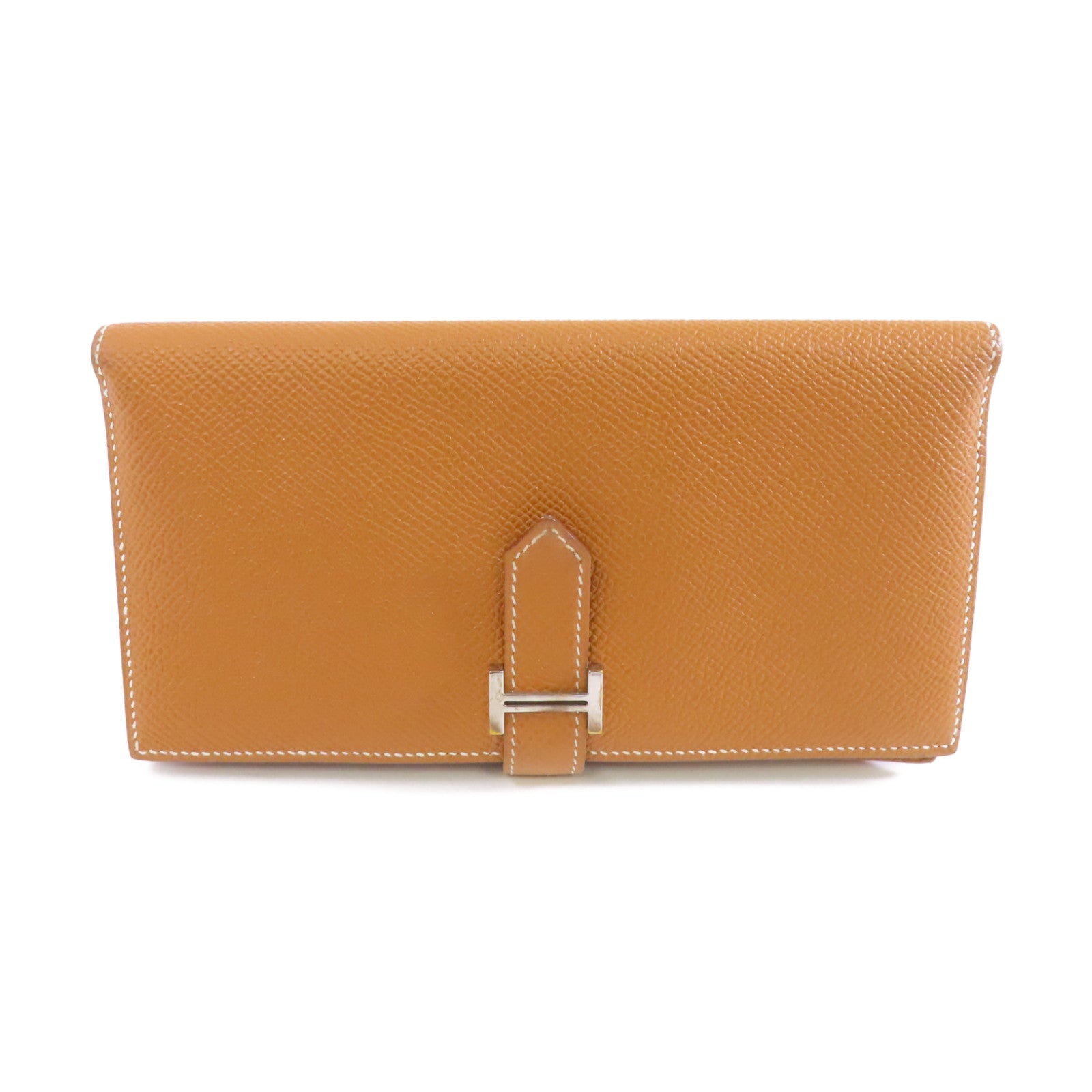 HERMES 【激減優惠】Epsom皮革Bearn Wallet銀扣長錢包Gold/經典駝色