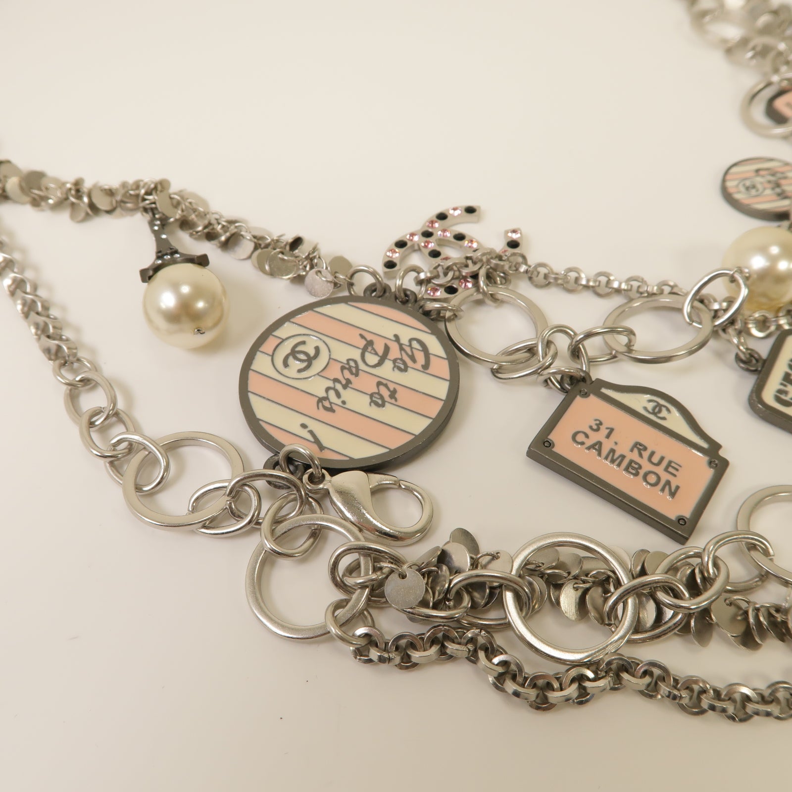 CHANEL 金屬/PVC Chain Belt腰帶粉紅色/銀色