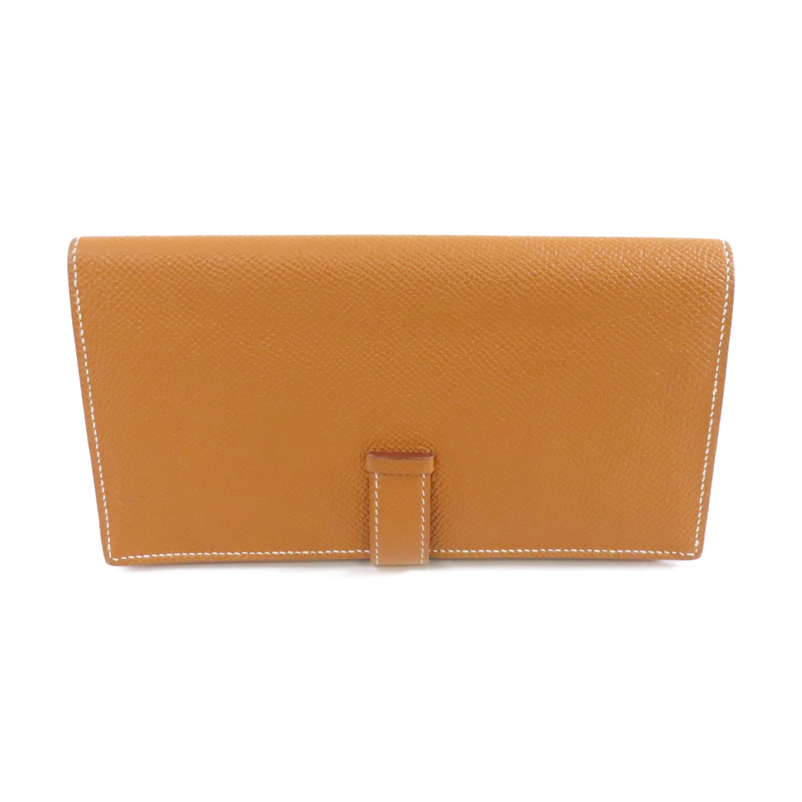 HERMES 【激減優惠】Epsom皮革Bearn Wallet銀扣長錢包Gold/經典駝色