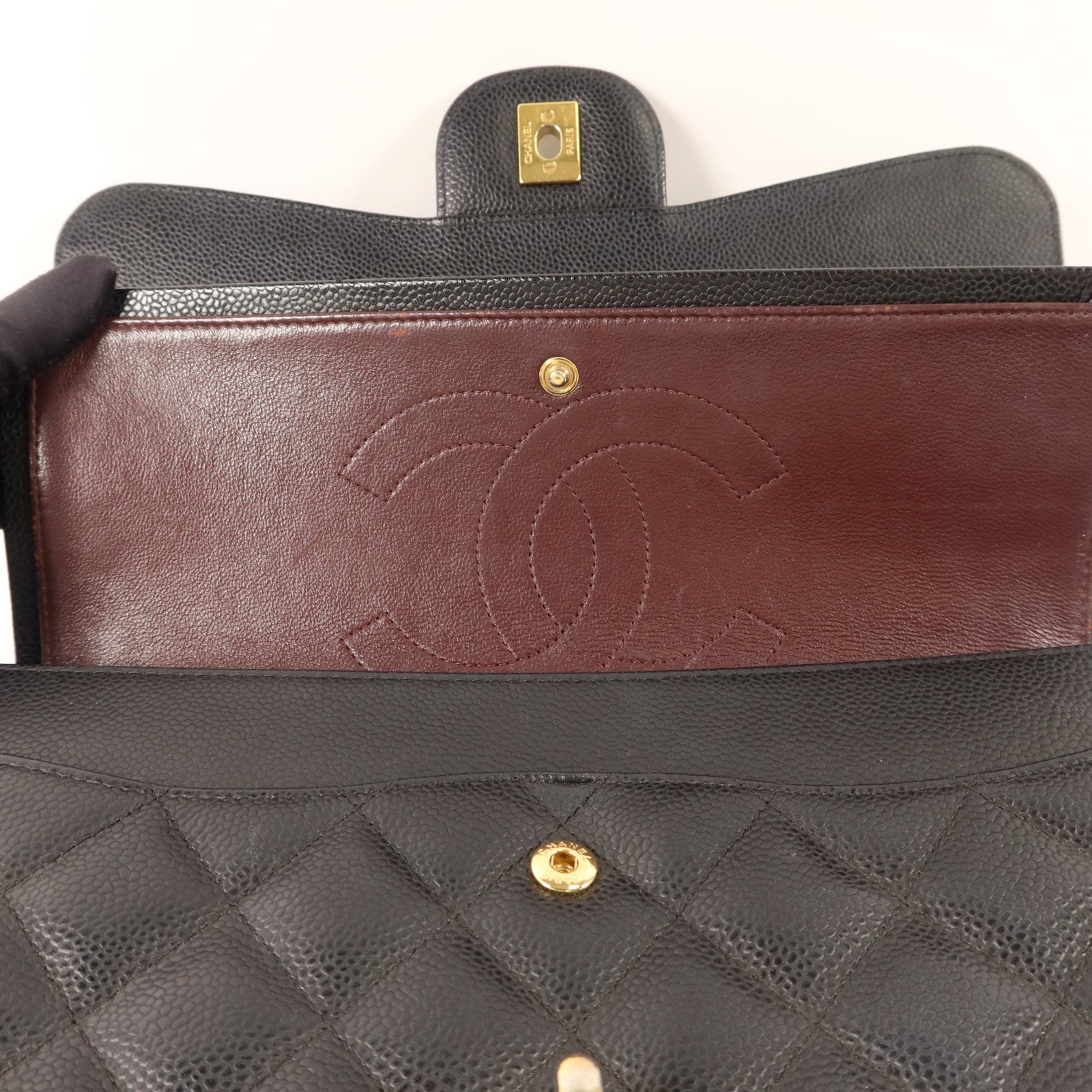CHANEL 牛皮皮革Large Classic金扣鏈帶肩背袋