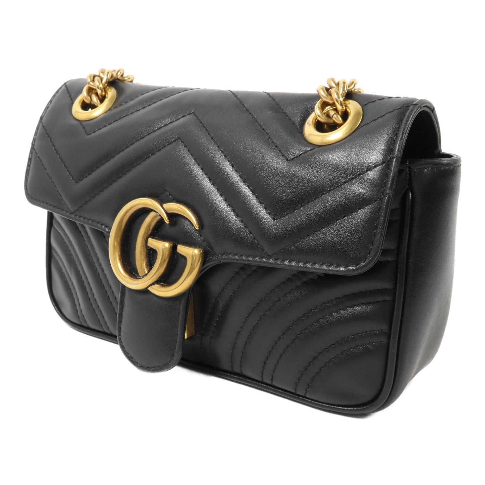 GUCCI 牛皮皮革GG Marmont Small鏈帶手挽肩背兩用袋