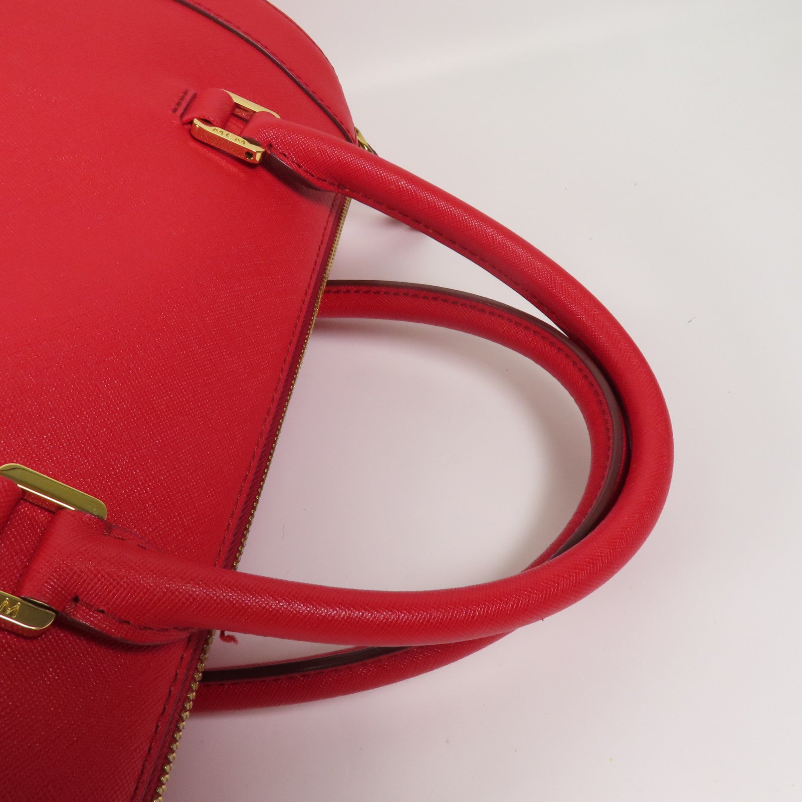 MCM 牛皮皮革Boston Bag金扣手挽袋