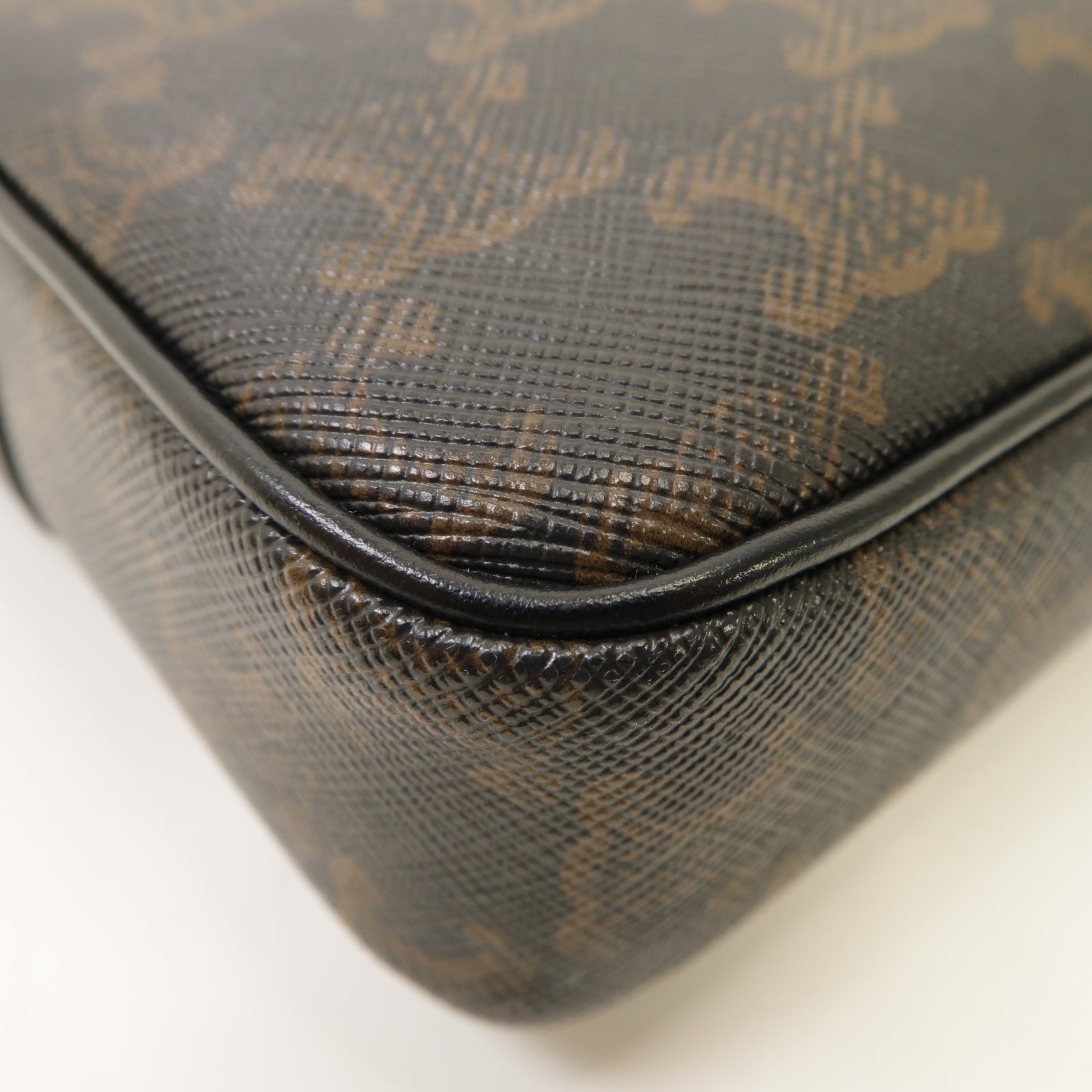 CELINE 塗層帆布Medium Messenger Bag金扣肩背袋棕色