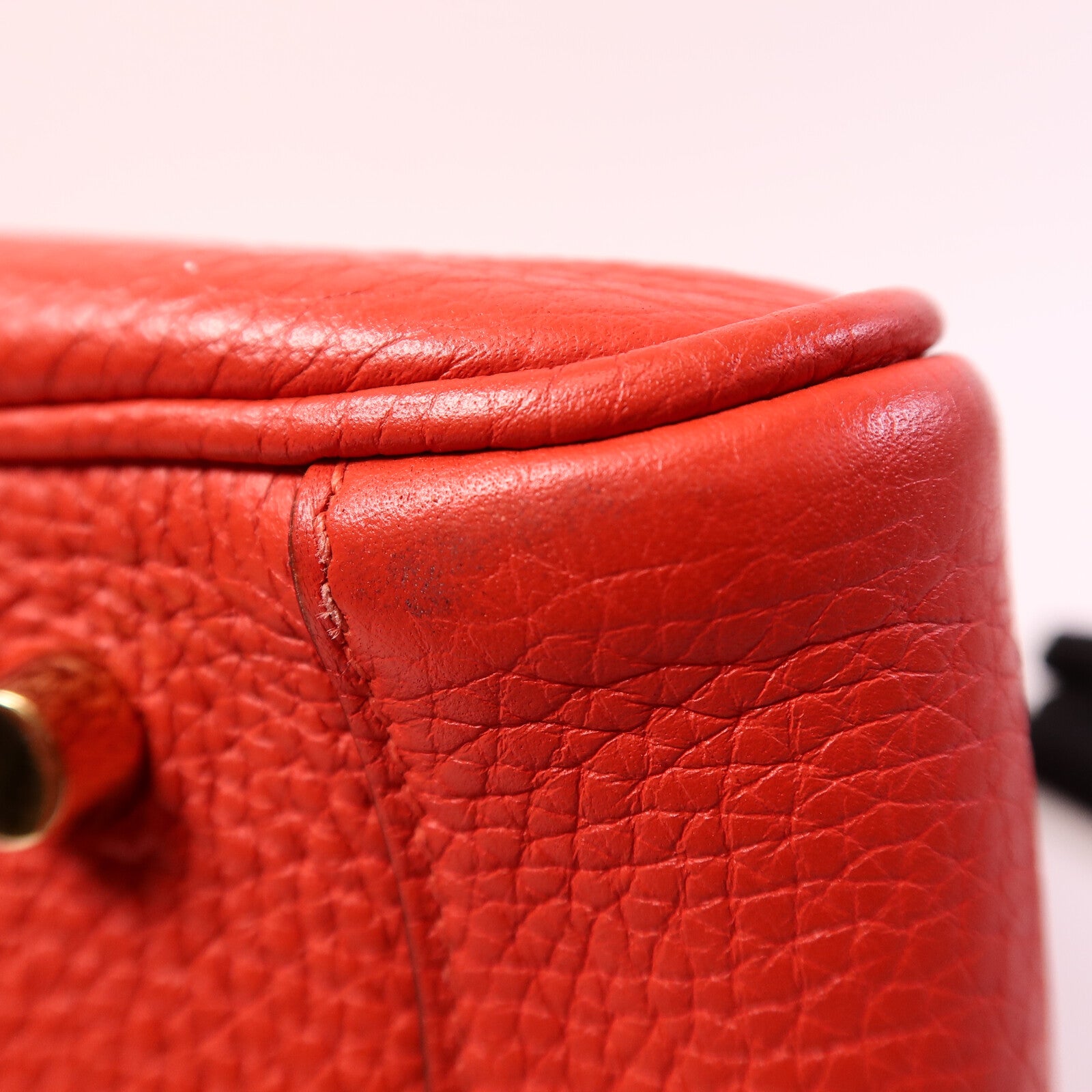 HERMES Clemence皮革Lindy 30肩背袋Rouge Tomate