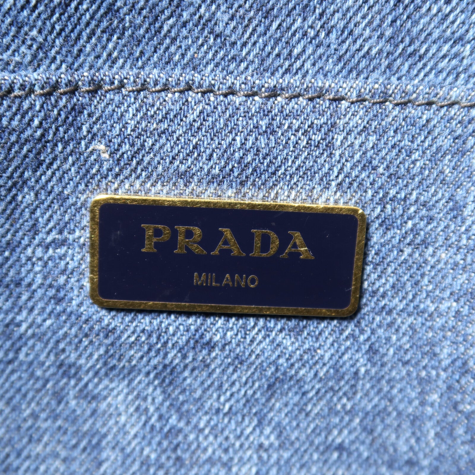 PRADA 牛仔布2 Way Shoulder金扣手挽肩背兩用袋