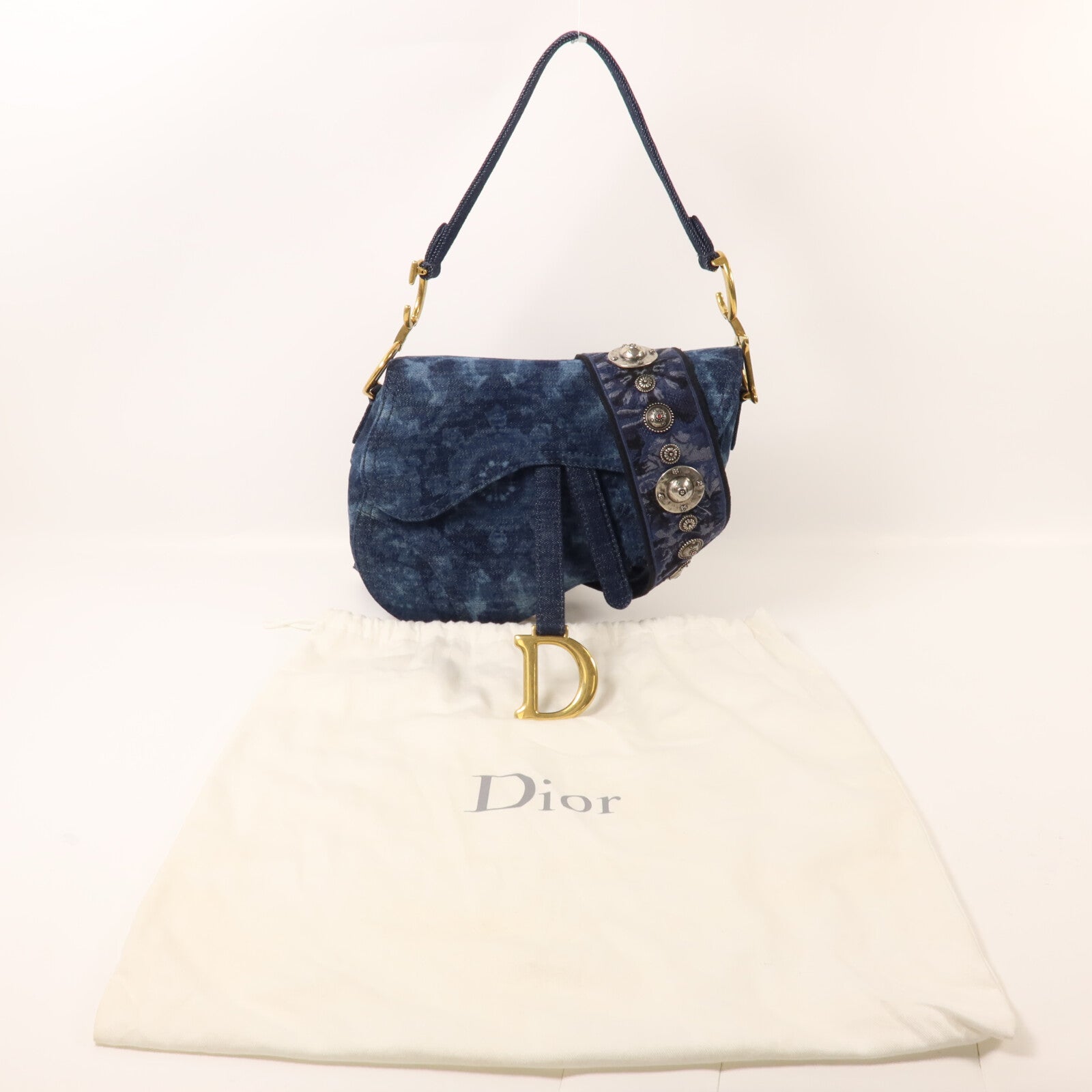 Dior 牛仔布Saddle手挽肩背兩用袋