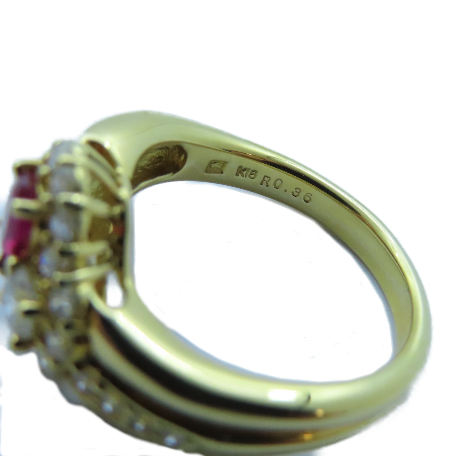 JEWELRY 【激減優惠】18K黃金Ruby Ring 0.36ct紅寶石/0.70ct鑽石戒指US#6