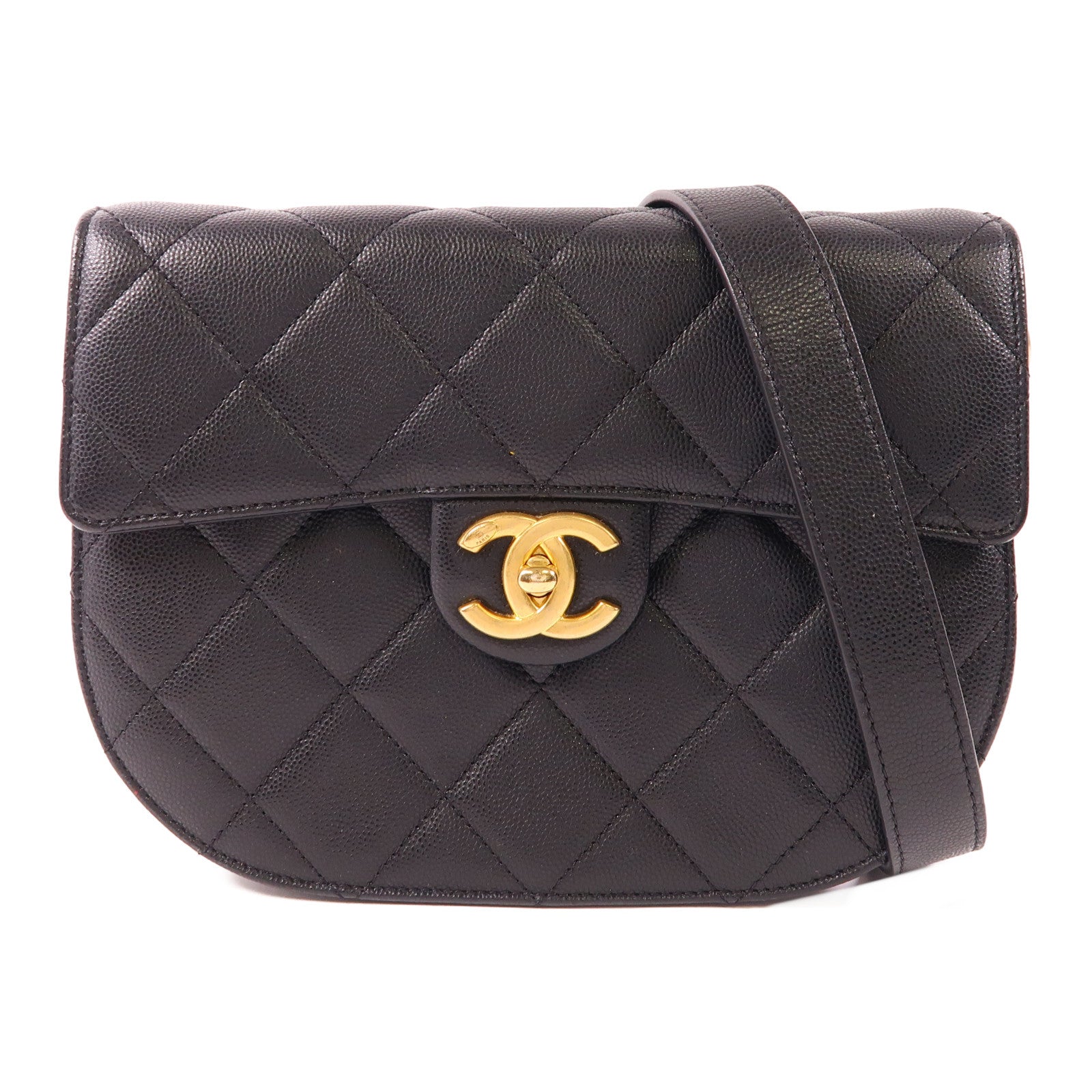 CHANEL CC GHW Shoulder Bag AS2485 Calfskin Leather Black