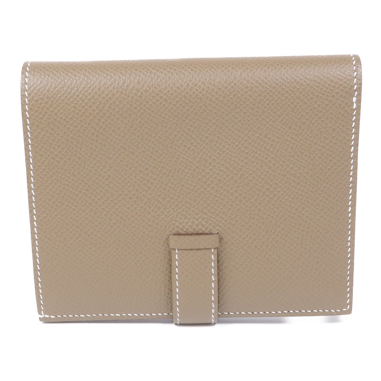 HERMES Epsom皮革Bearn Compact Wallet金扣錢包18 Etoupe
